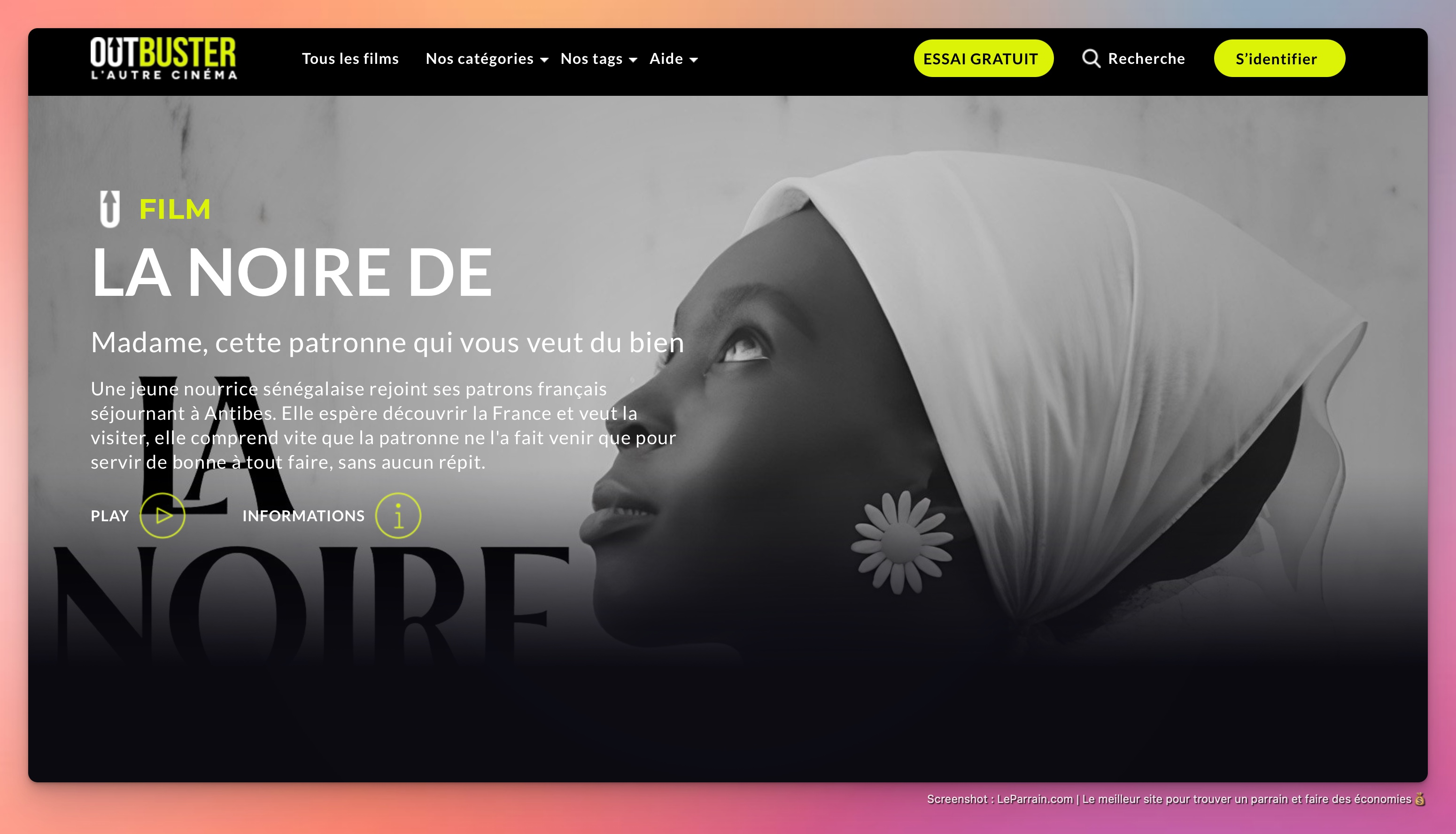 Capture d'écran 1 du programme de parrainage Outbuster