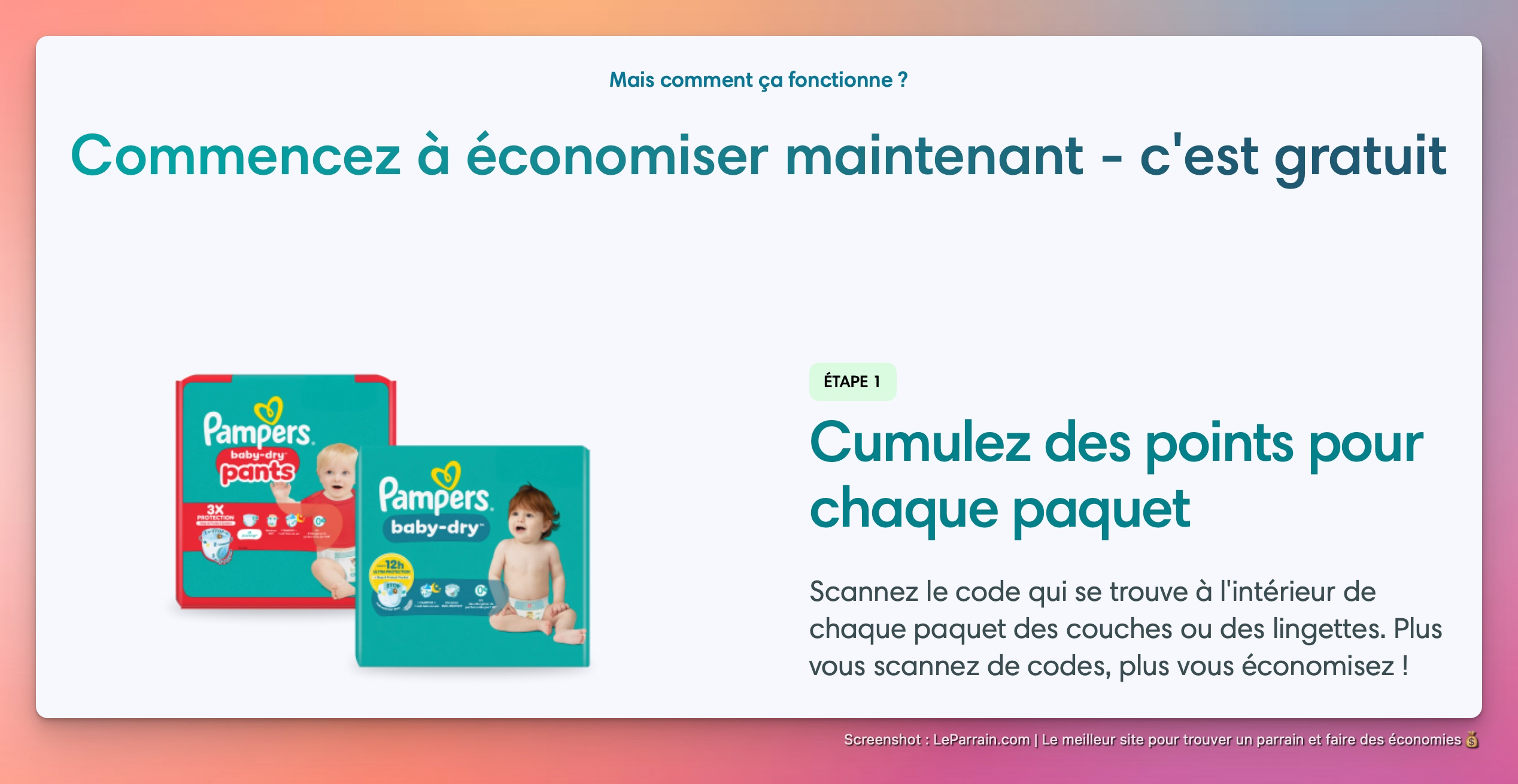 Capture d'écran 2 du programme de parrainage Pampers