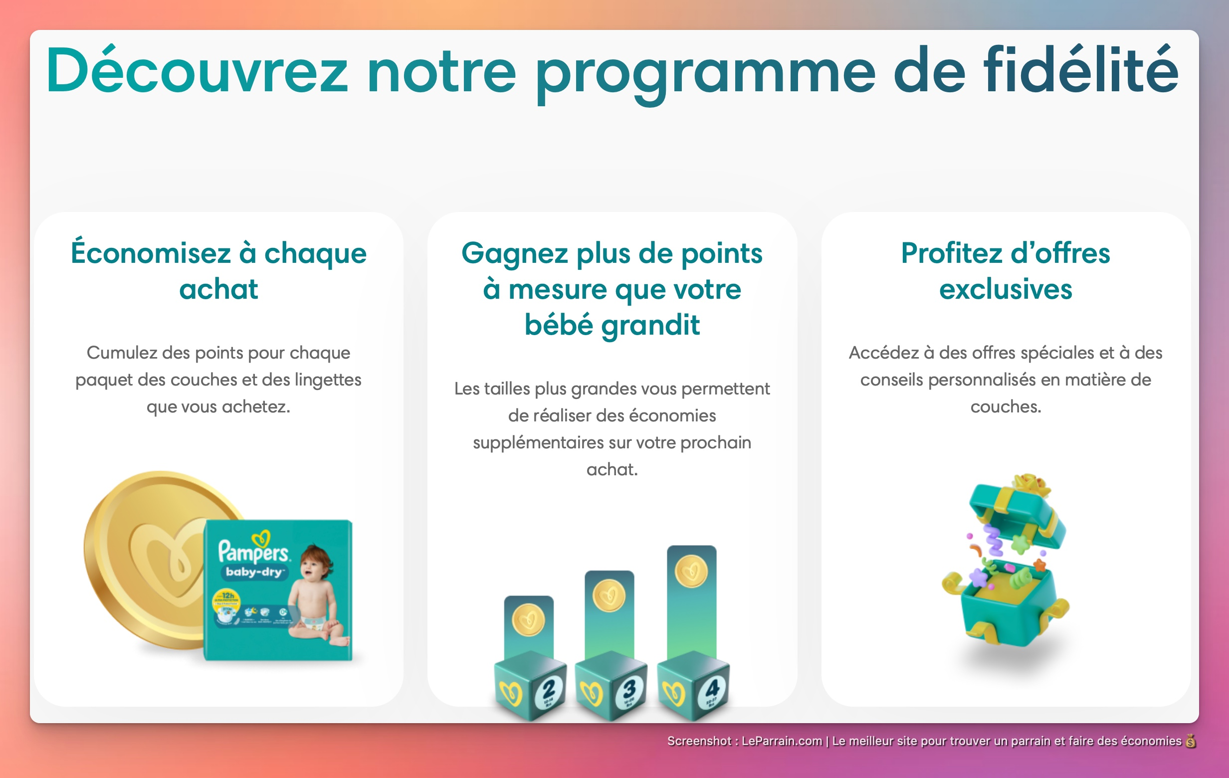Capture d'écran 3 du programme de parrainage Pampers