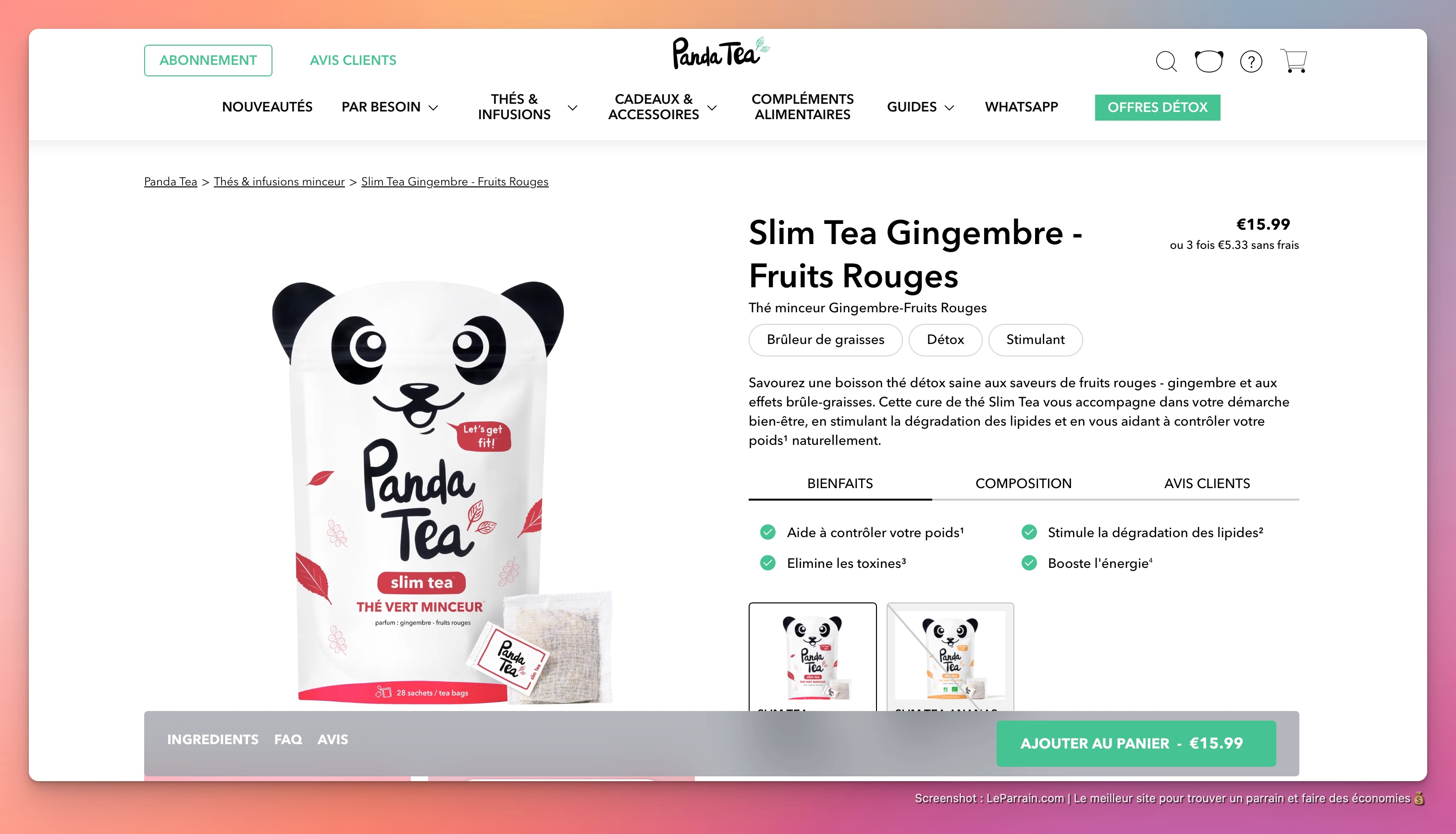 Capture d'écran 2 du programme de parrainage Panda Tea