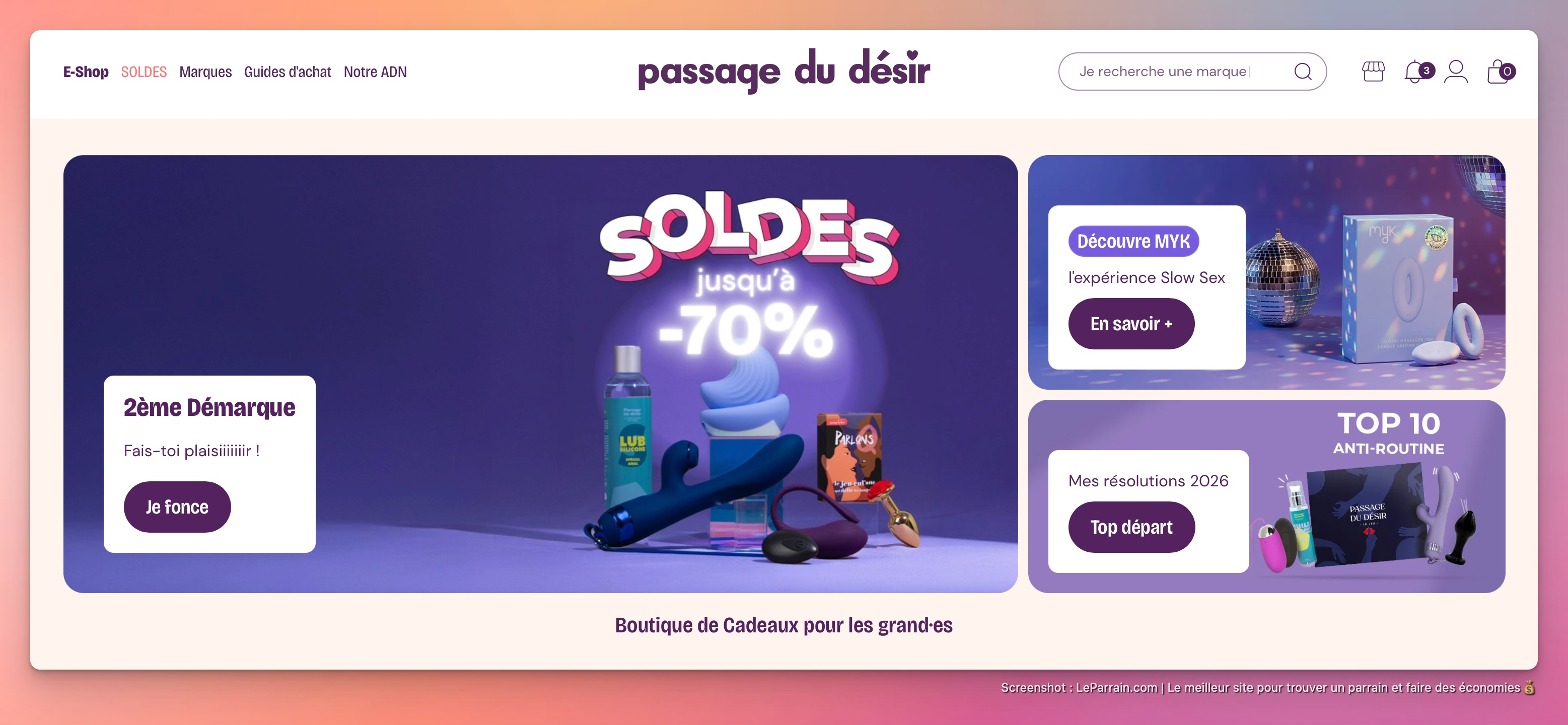 Capture d'écran 2 du programme de parrainage Passage du désir