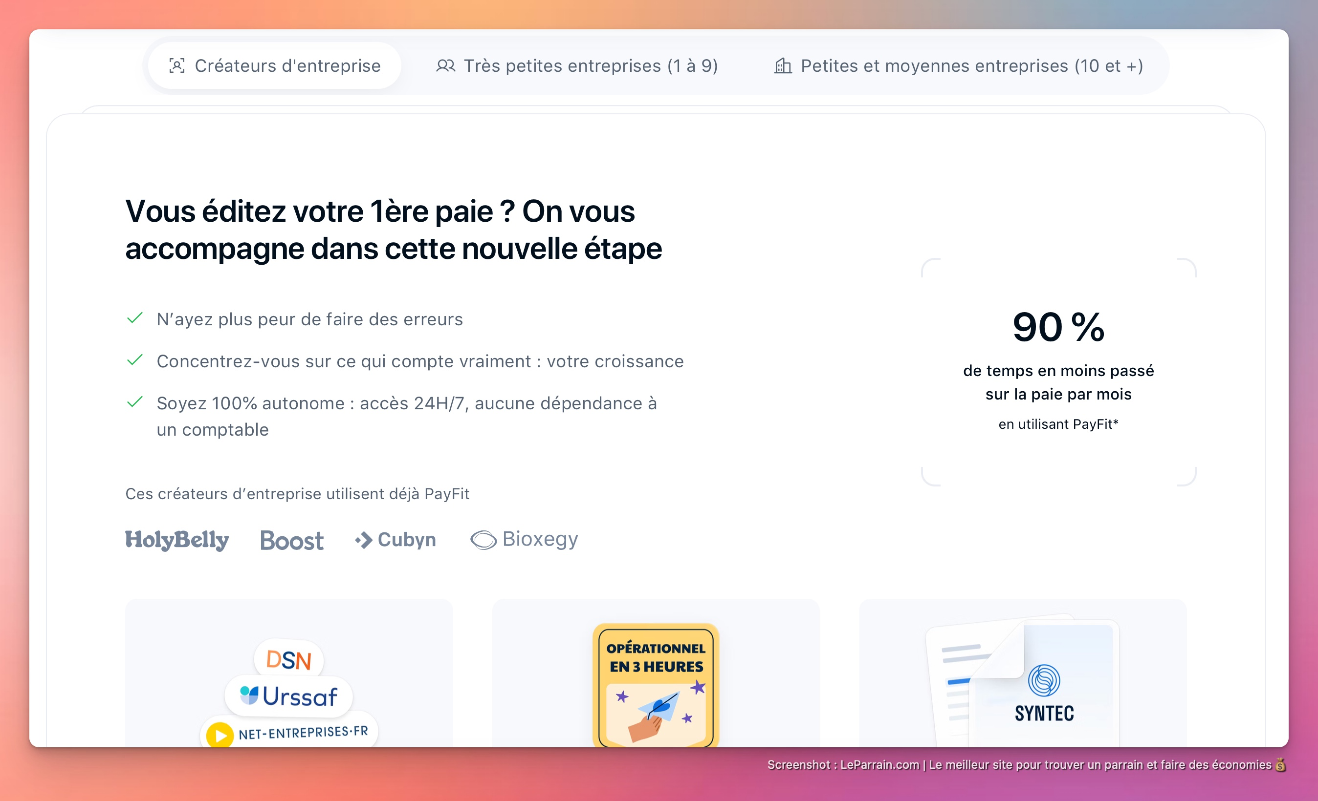 Capture d'écran 3 du programme de parrainage Payfit