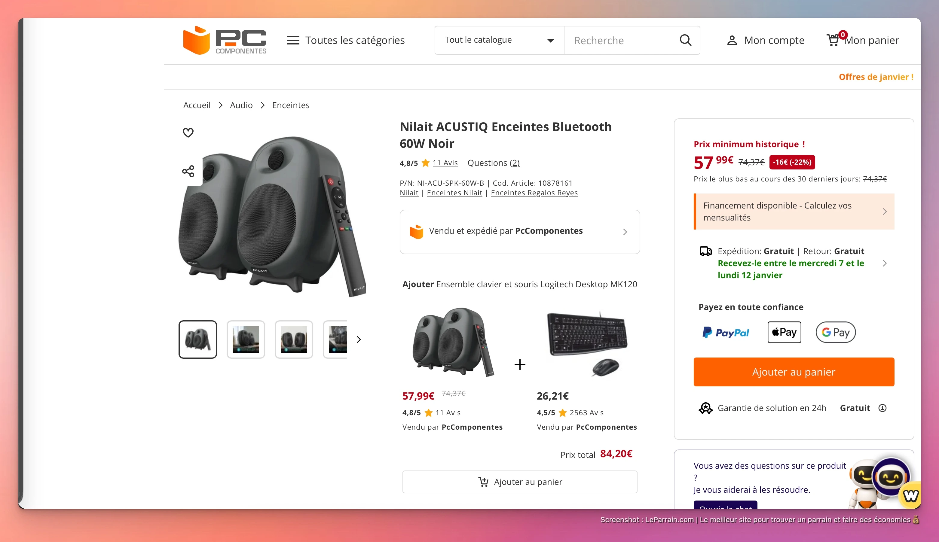 Capture d'écran 1 du programme de parrainage PC Component