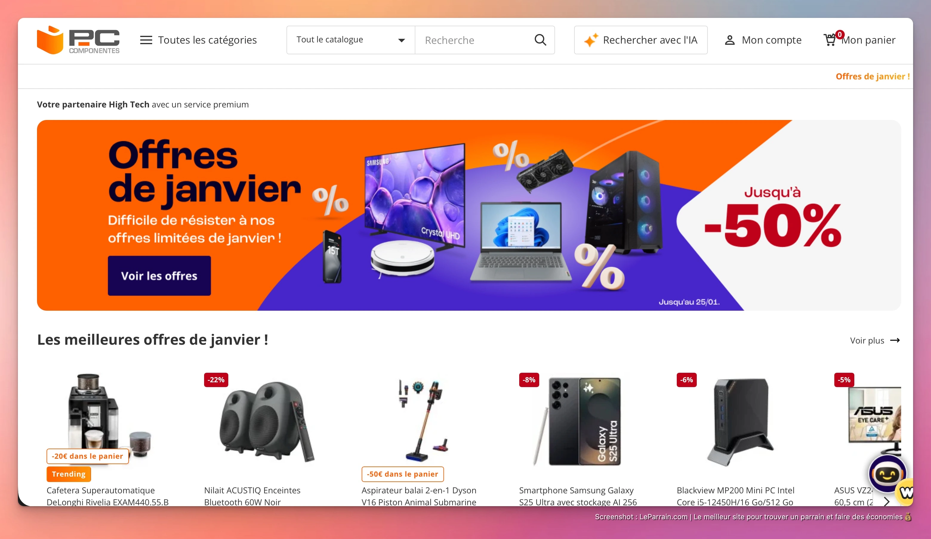 Capture d'écran 2 du programme de parrainage PC Component