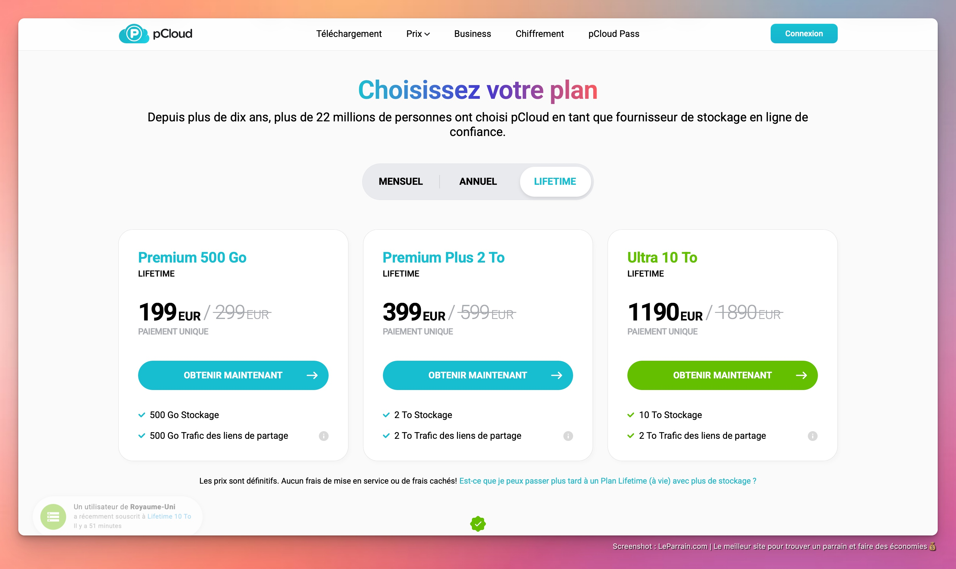 Capture d'écran 2 du programme de parrainage pCloud
