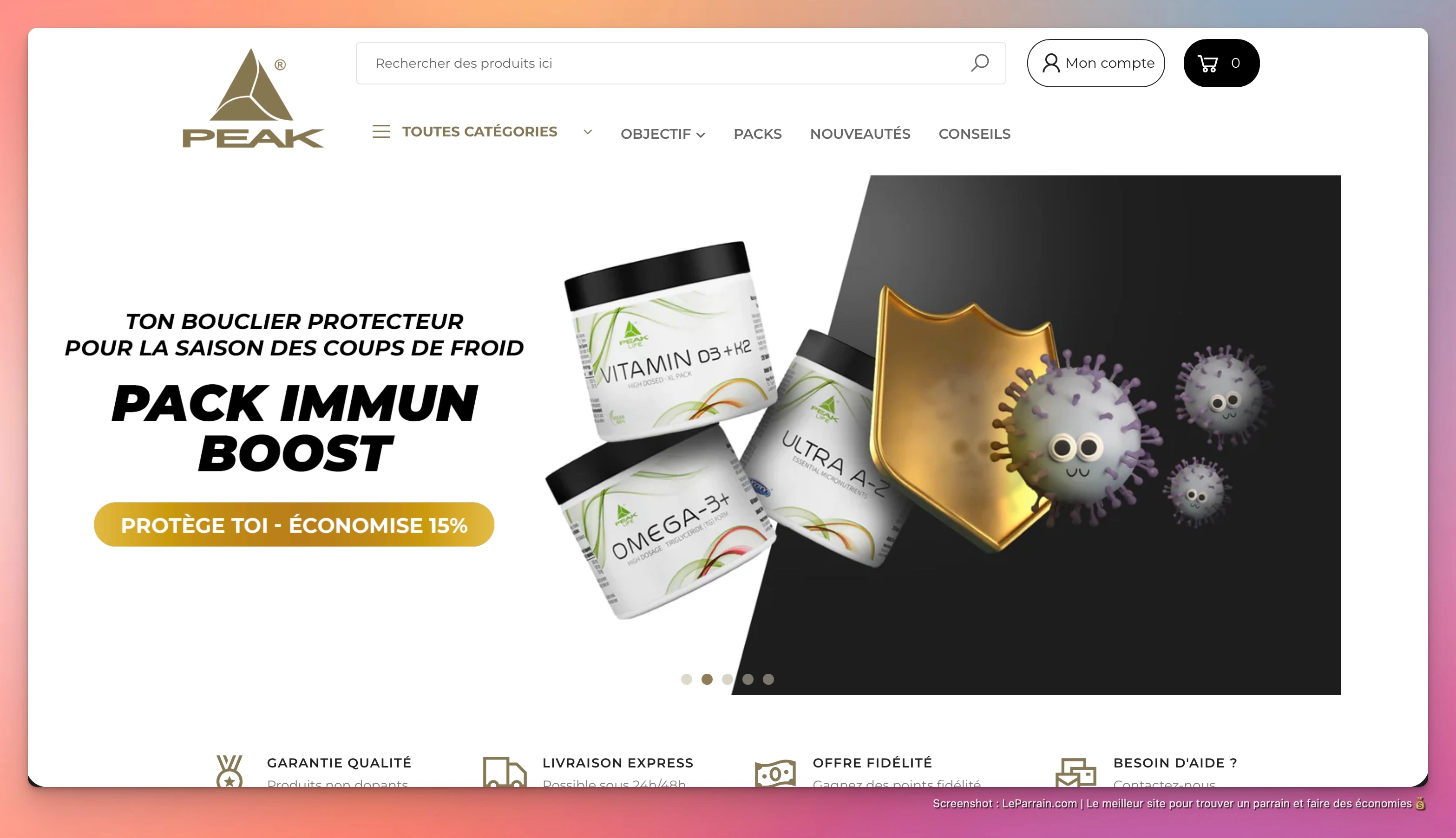 Capture d'écran 2 du programme de parrainage Peak