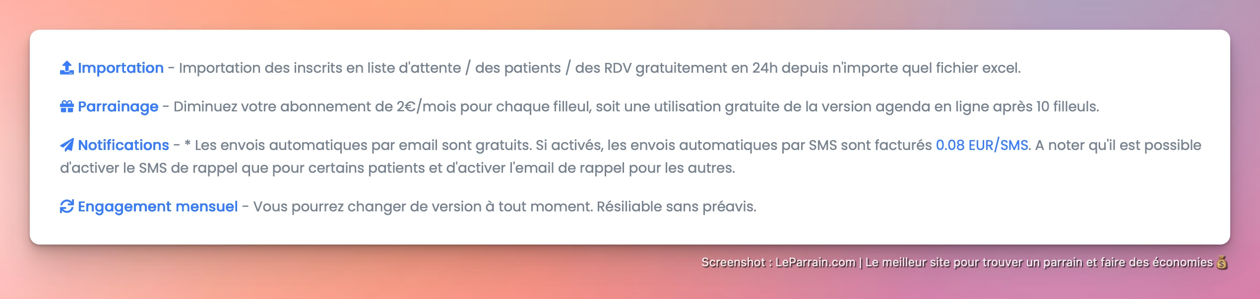 Capture d'écran 2 du programme de parrainage Perfactive