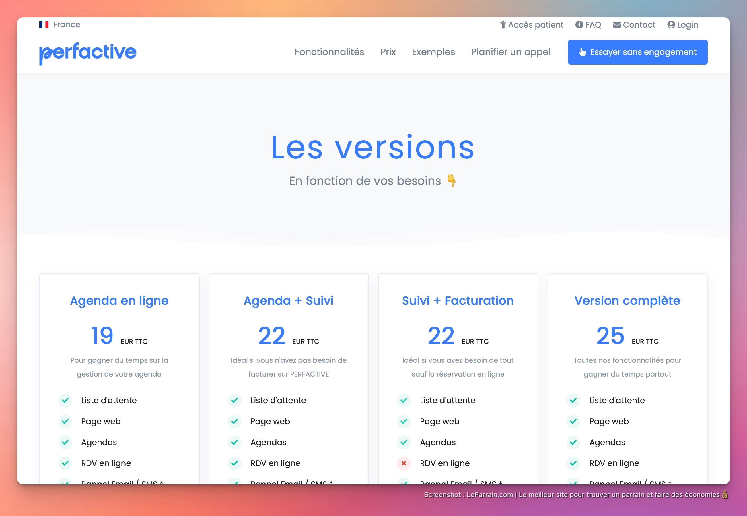 Capture d'écran 3 du programme de parrainage Perfactive