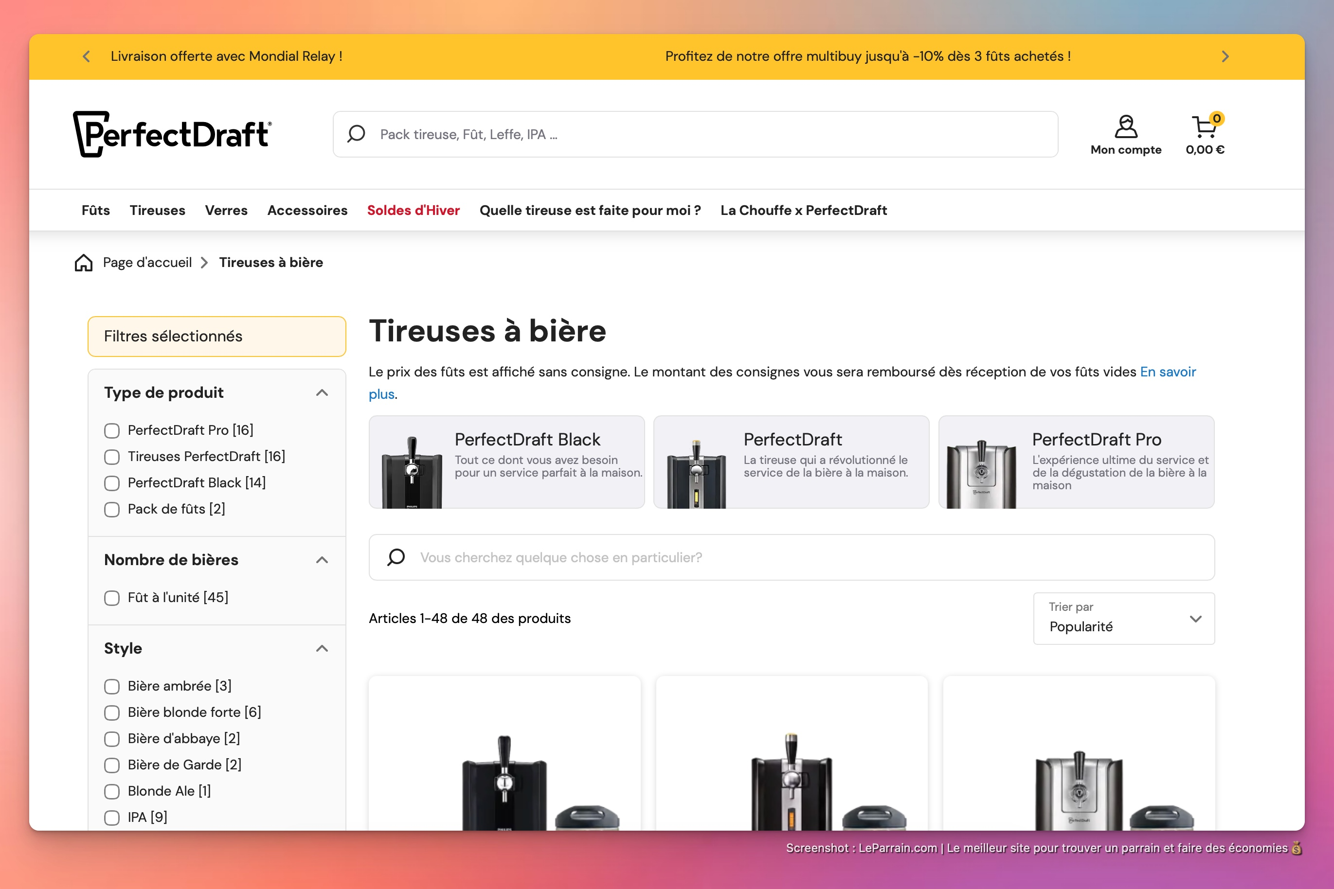 Capture d'écran 2 du programme de parrainage PerfectDraft