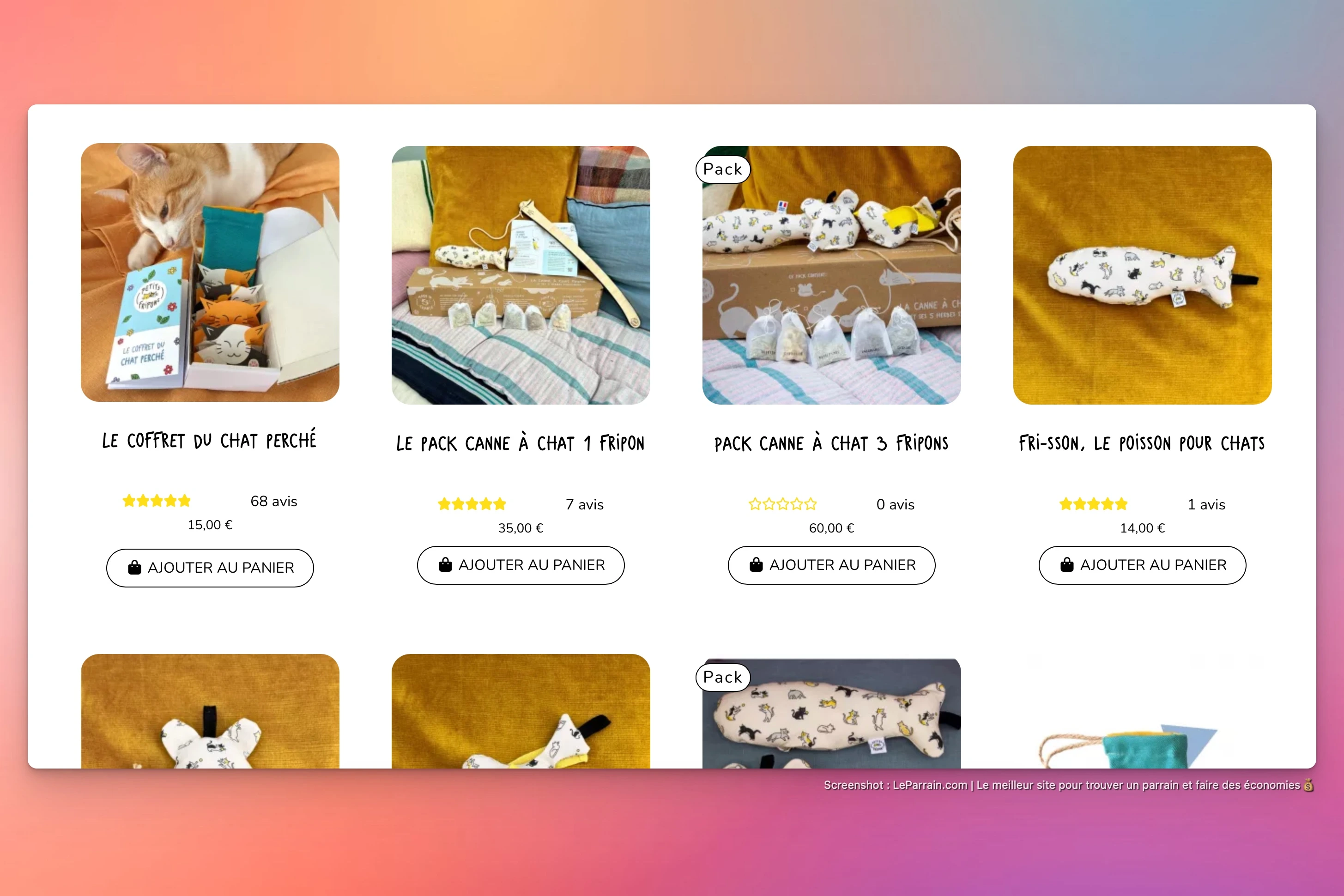 Capture d'écran 3 du programme de parrainage Petits Fripons