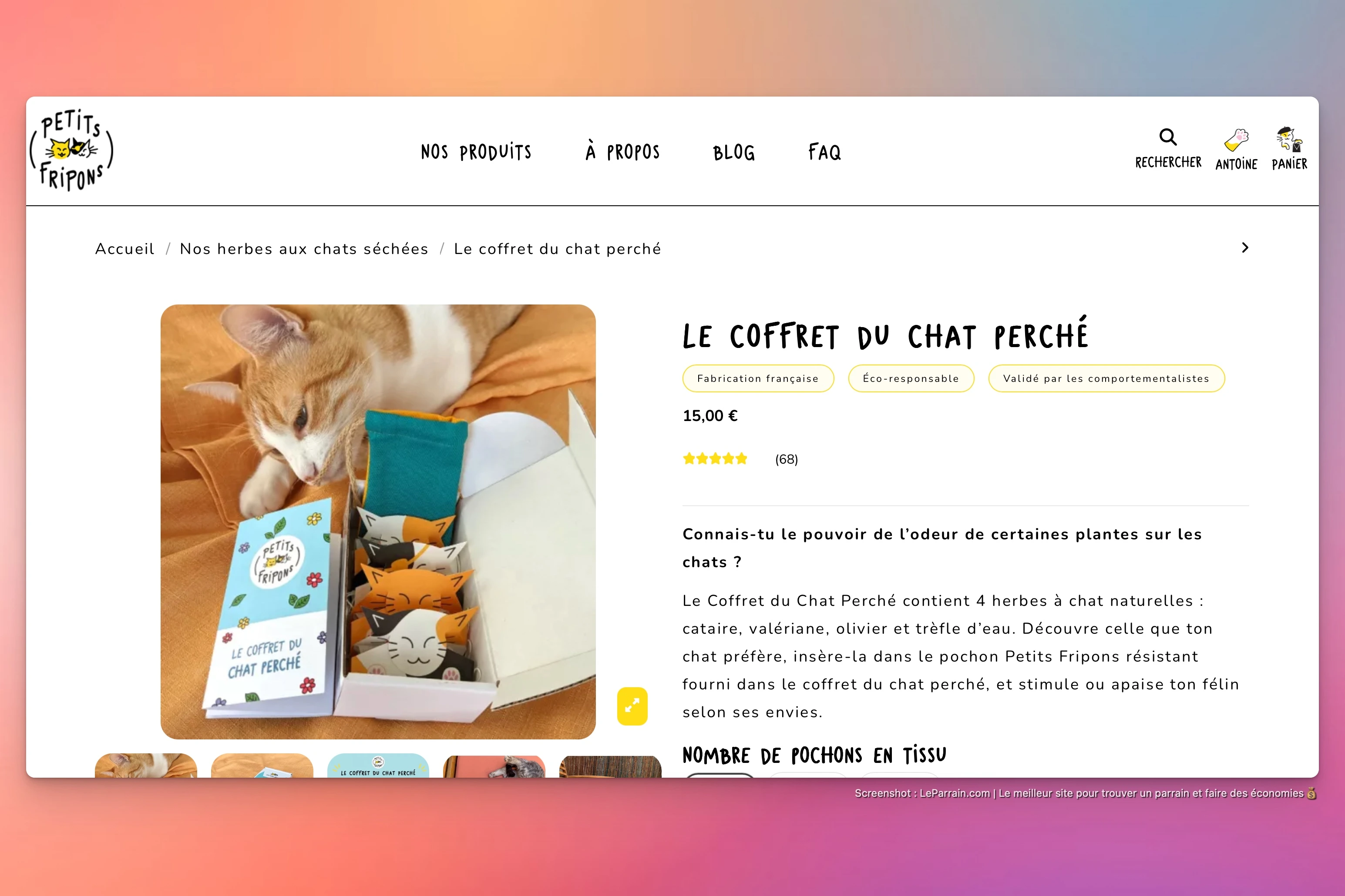 Capture d'écran 4 du programme de parrainage Petits Fripons