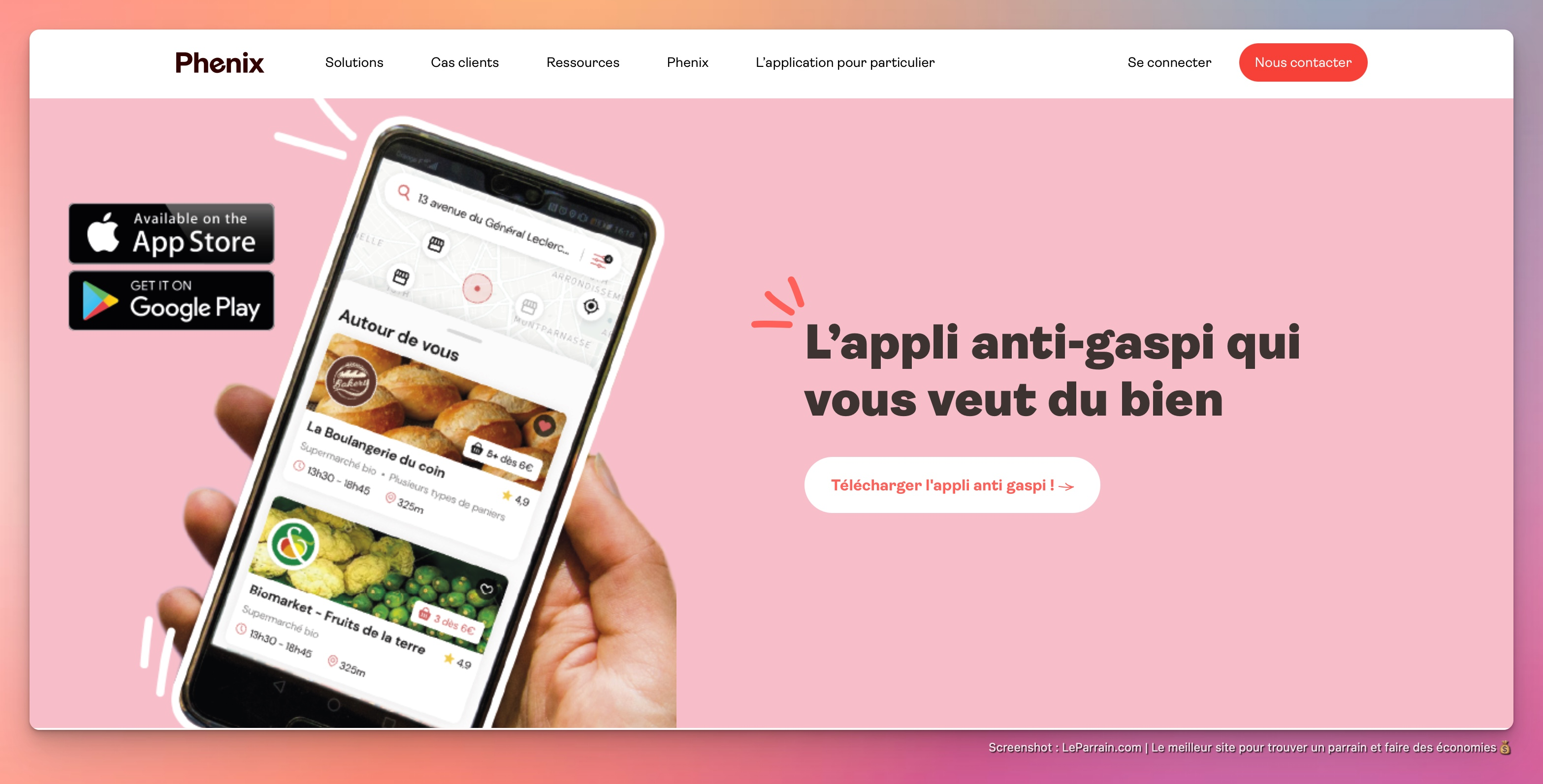 Capture d'écran 2 du programme de parrainage Phenix