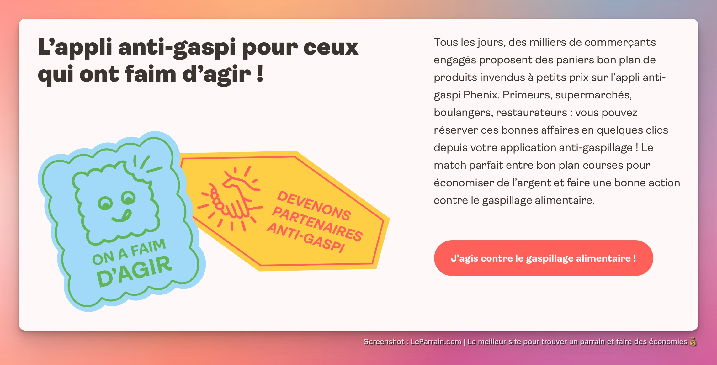 Capture d'écran 3 du programme de parrainage Phenix