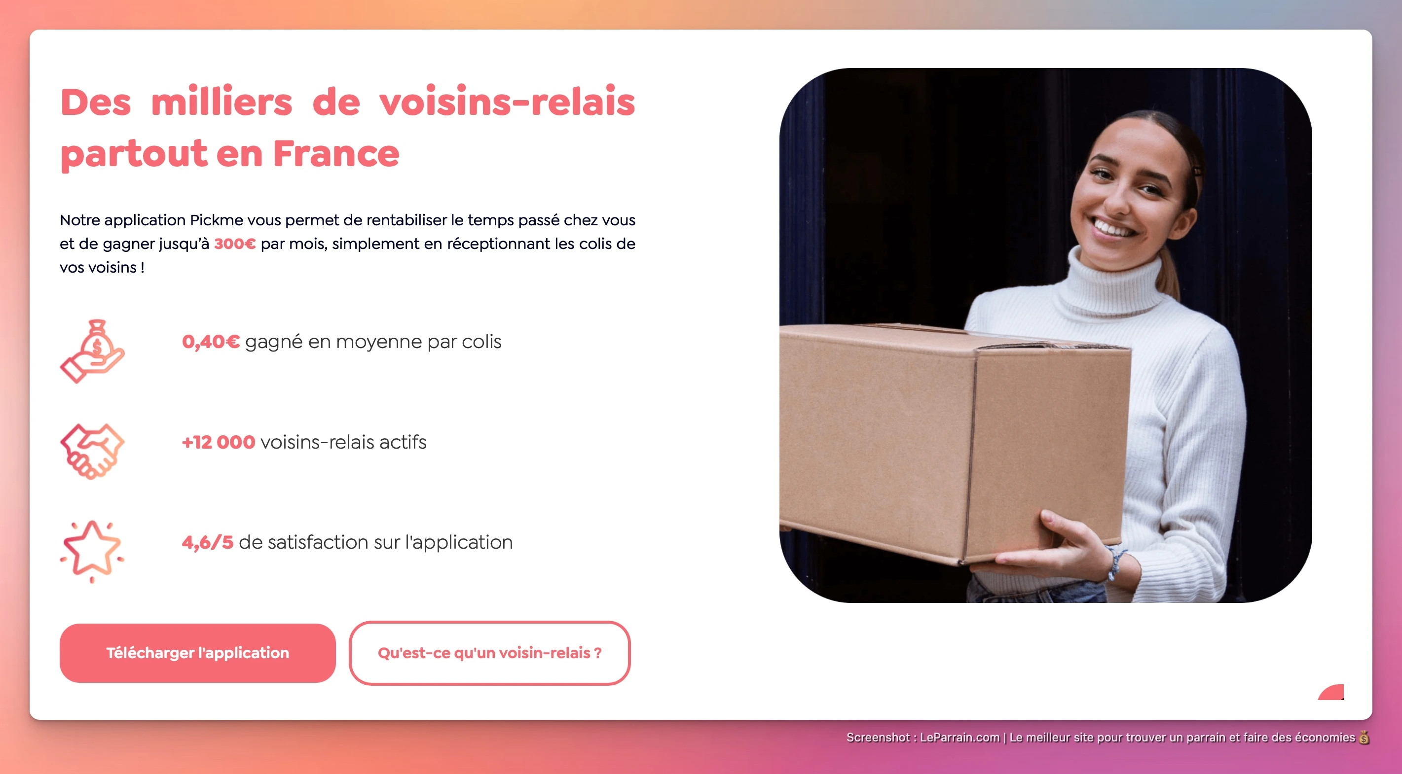 Capture d'écran 1 du programme de parrainage PickMe