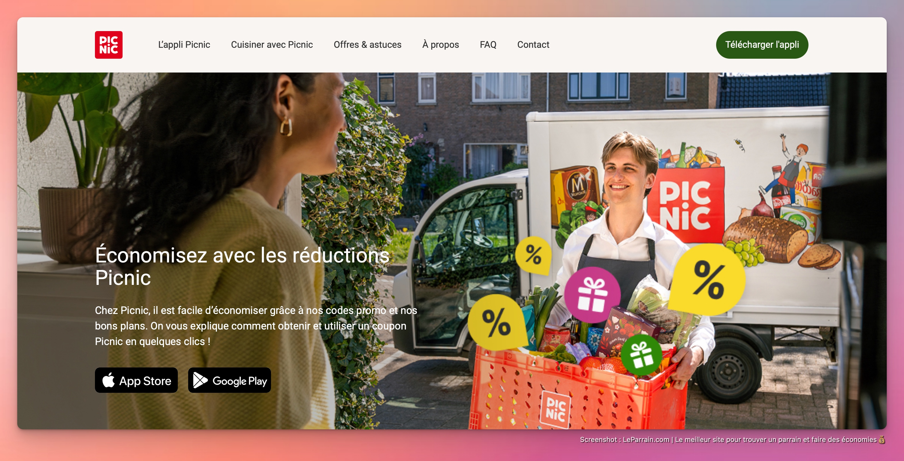 Capture d'écran 1 du programme de parrainage Picnic