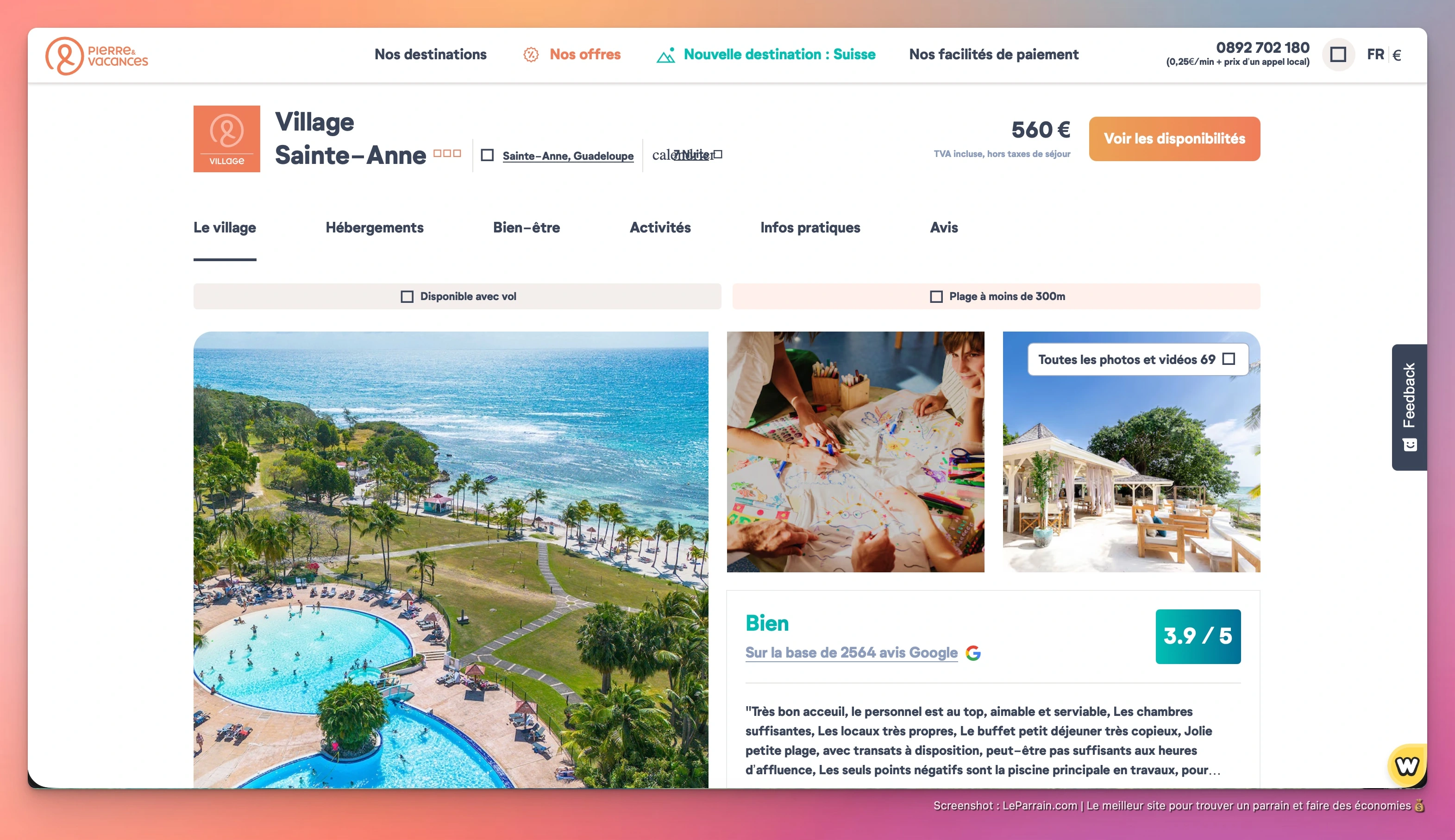 Capture d'écran 1 du programme de parrainage Pierre & Vacances