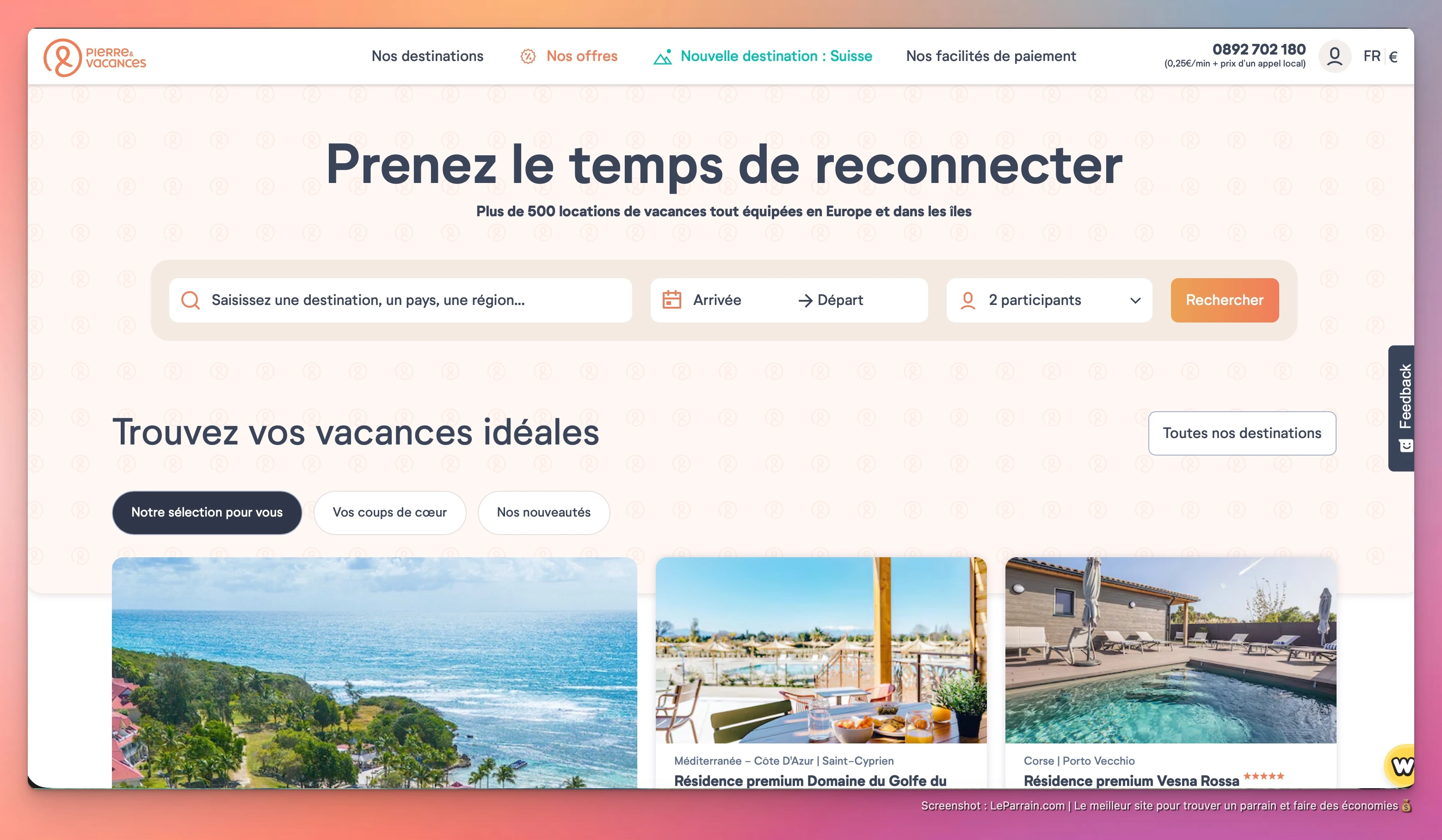 Capture d'écran 2 du programme de parrainage Pierre & Vacances