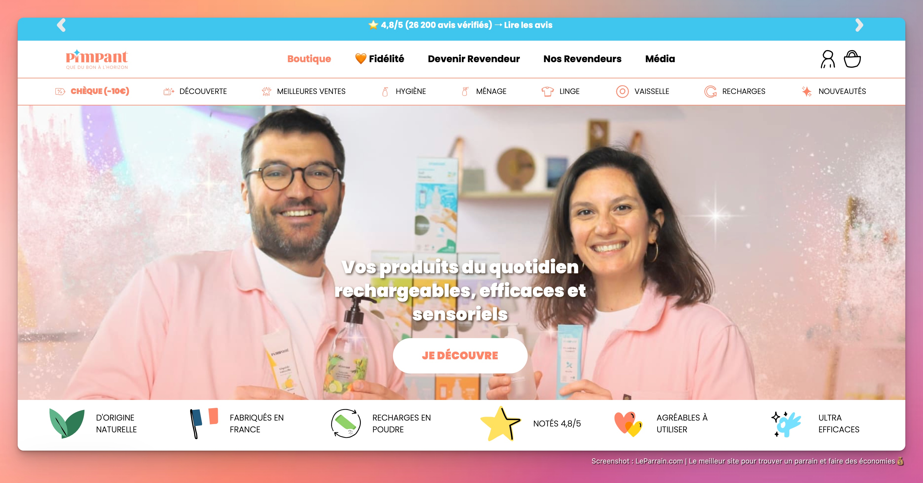 Capture d'écran 6 du programme de parrainage Pimpant