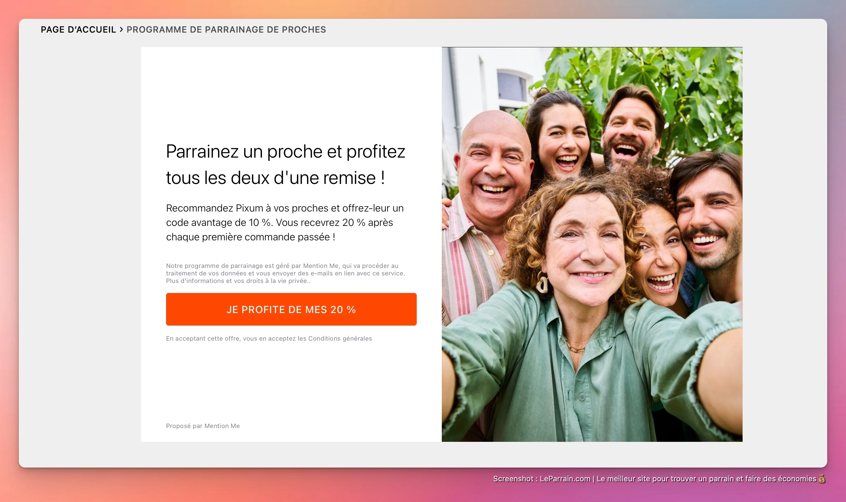 Capture d'écran 2 du programme de parrainage Pixum