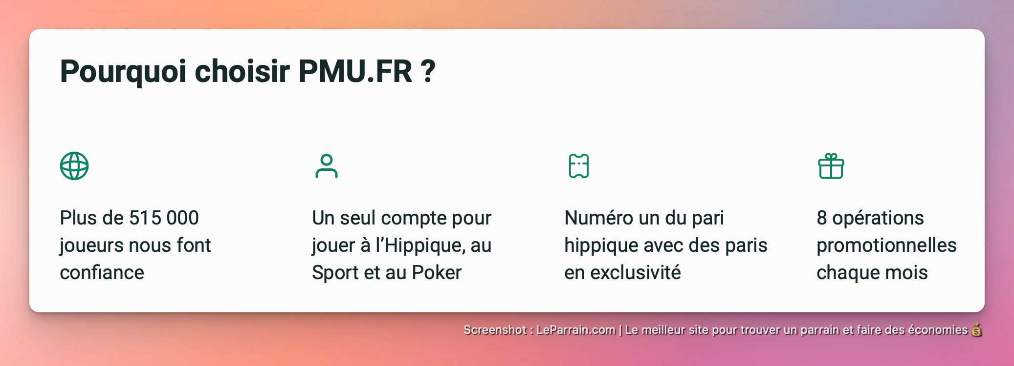 Capture d'écran 1 du programme de parrainage PMU