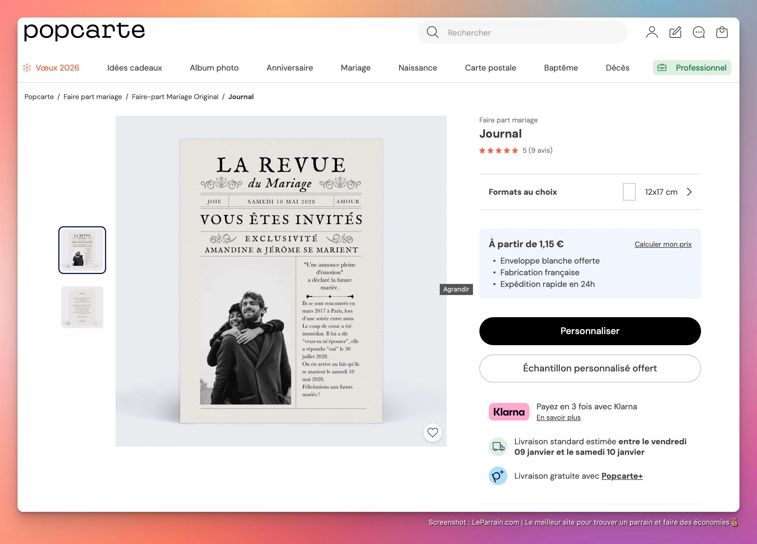 Capture d'écran 1 du programme de parrainage Popcarte