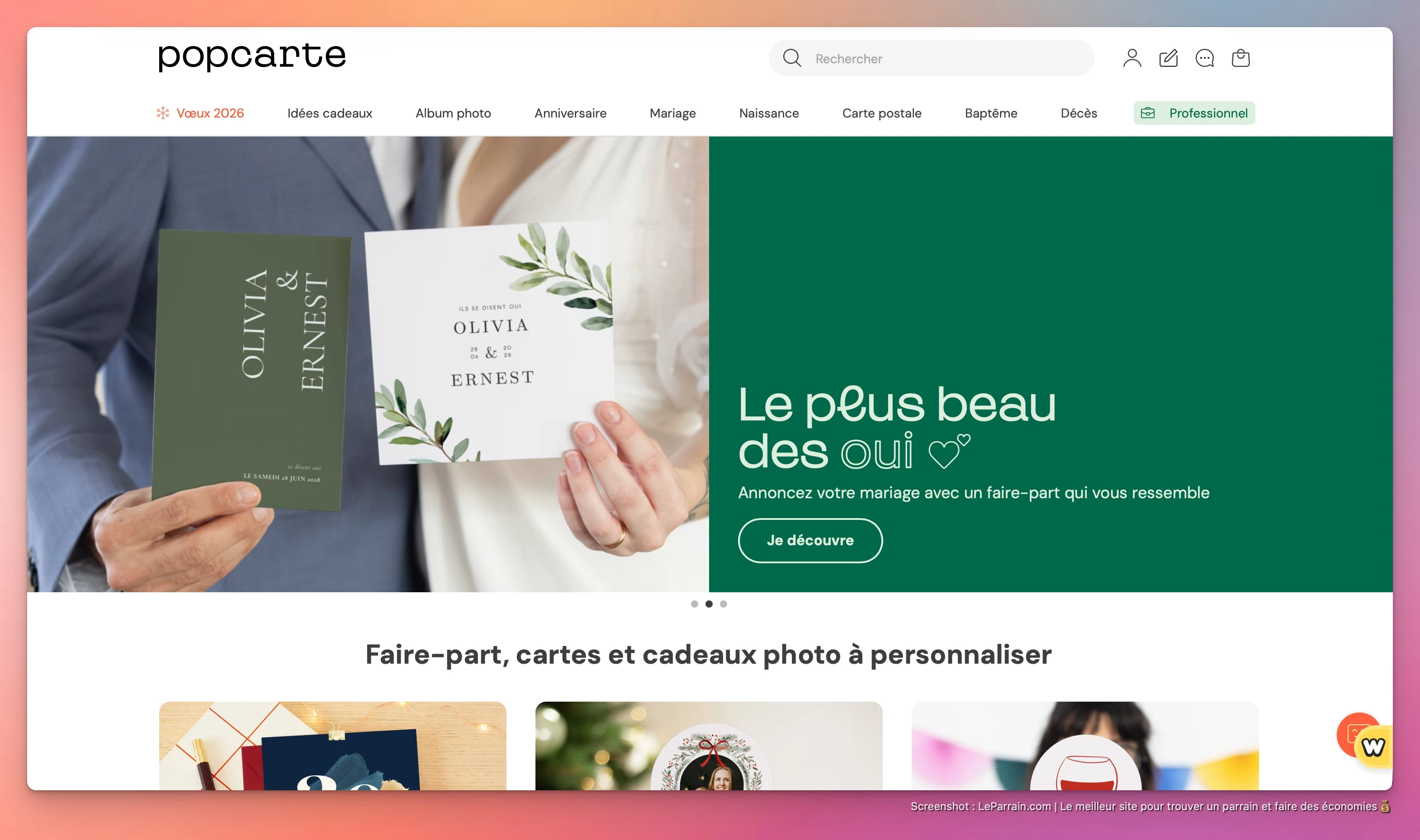 Capture d'écran 3 du programme de parrainage Popcarte