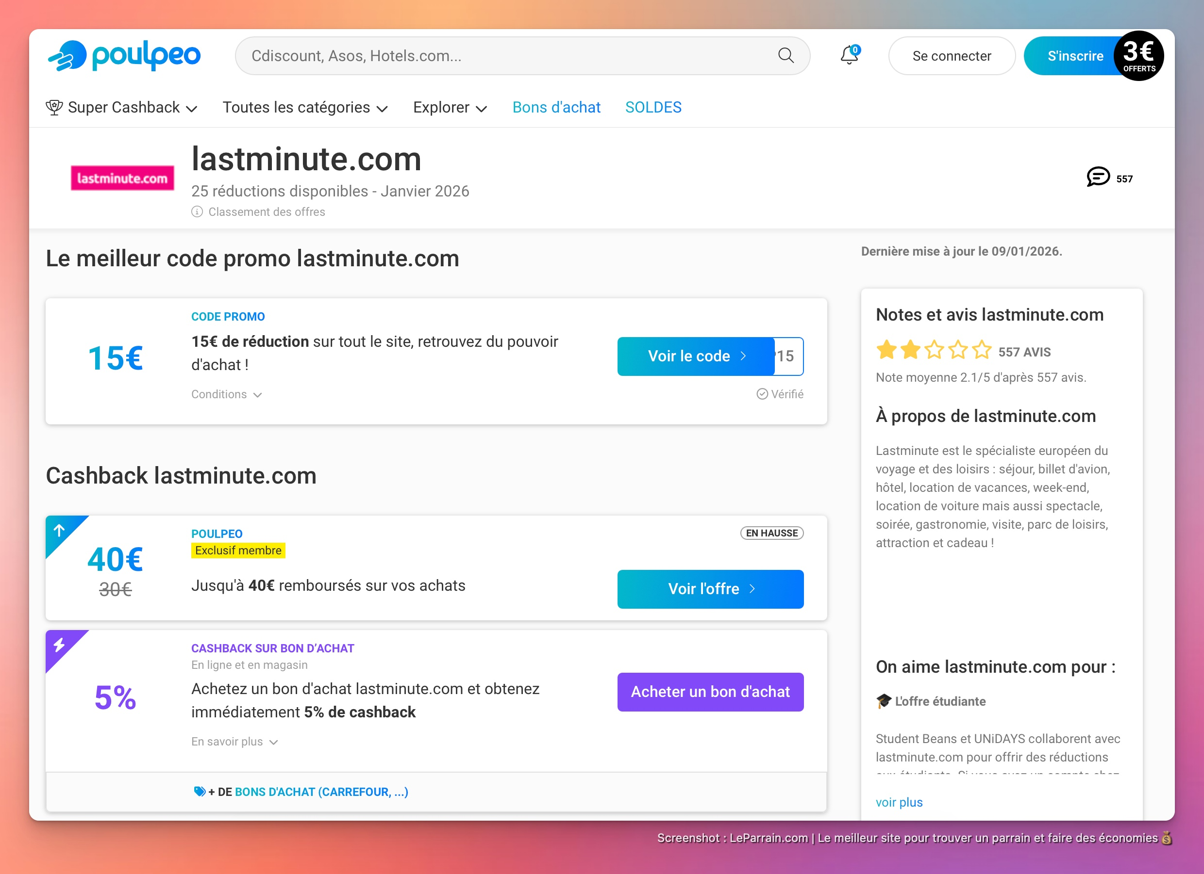 Capture d'écran 2 du programme de parrainage Poulpeo