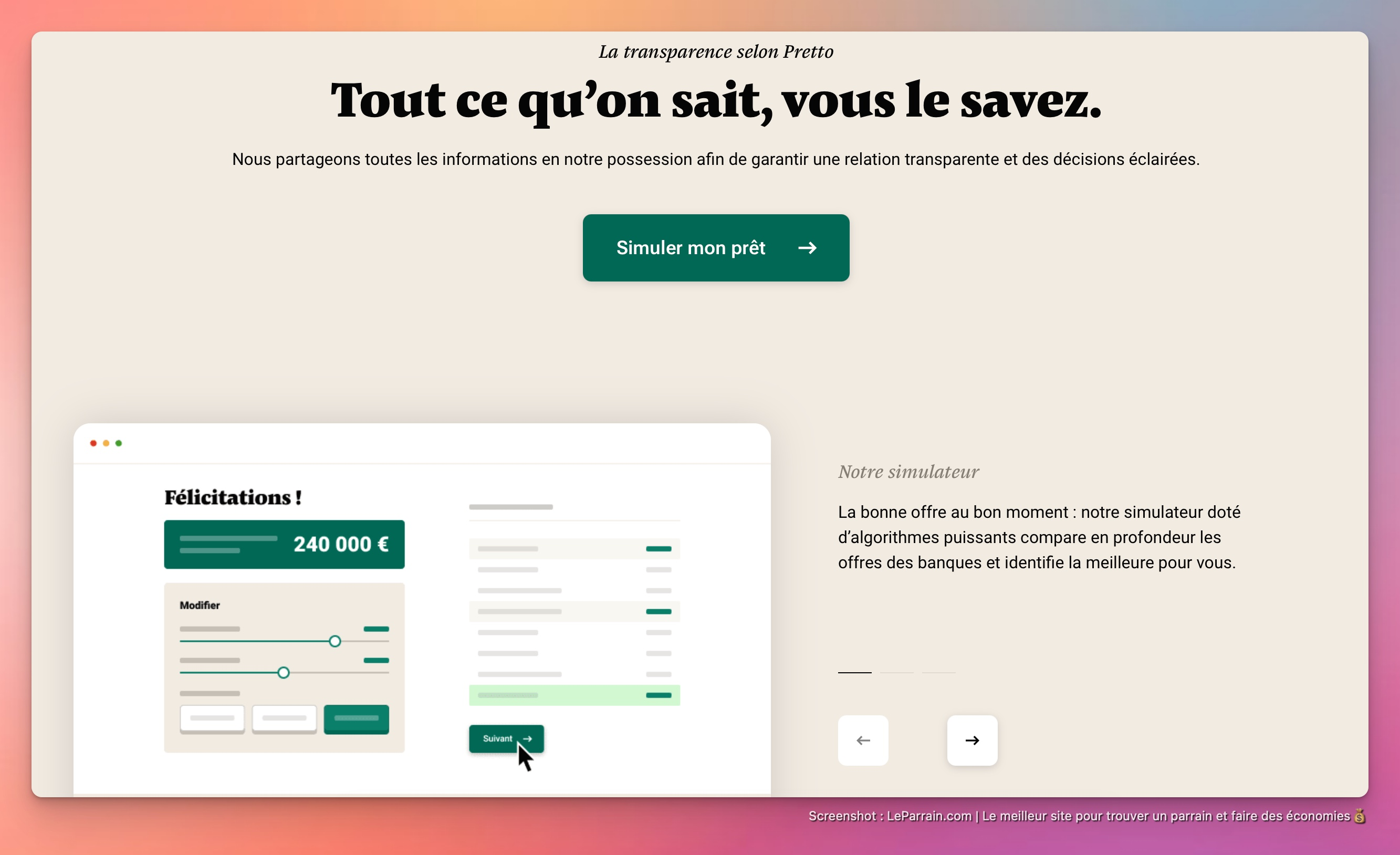 Capture d'écran 4 du programme de parrainage Pretto