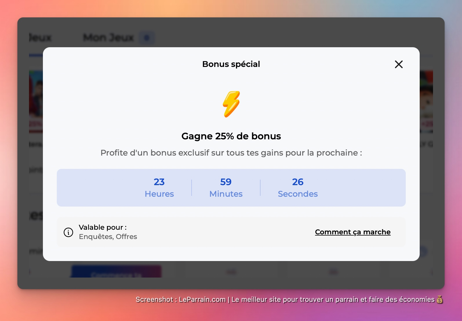 Capture d'écran 4 du programme de parrainage Prime Opinion