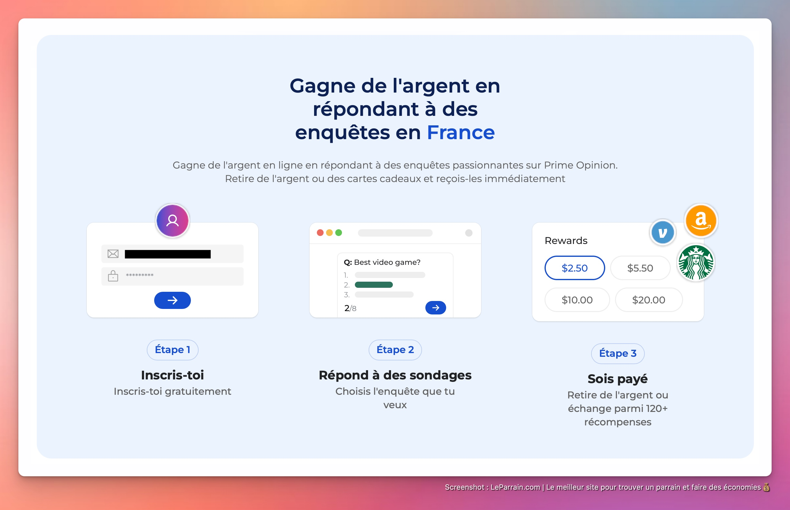 Capture d'écran 6 du programme de parrainage Prime Opinion