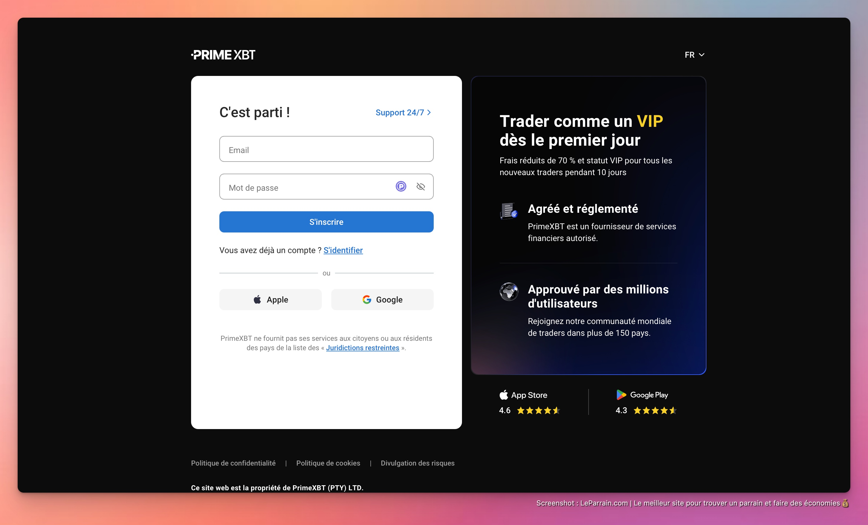 Capture d'écran 2 du programme de parrainage Prime XBT