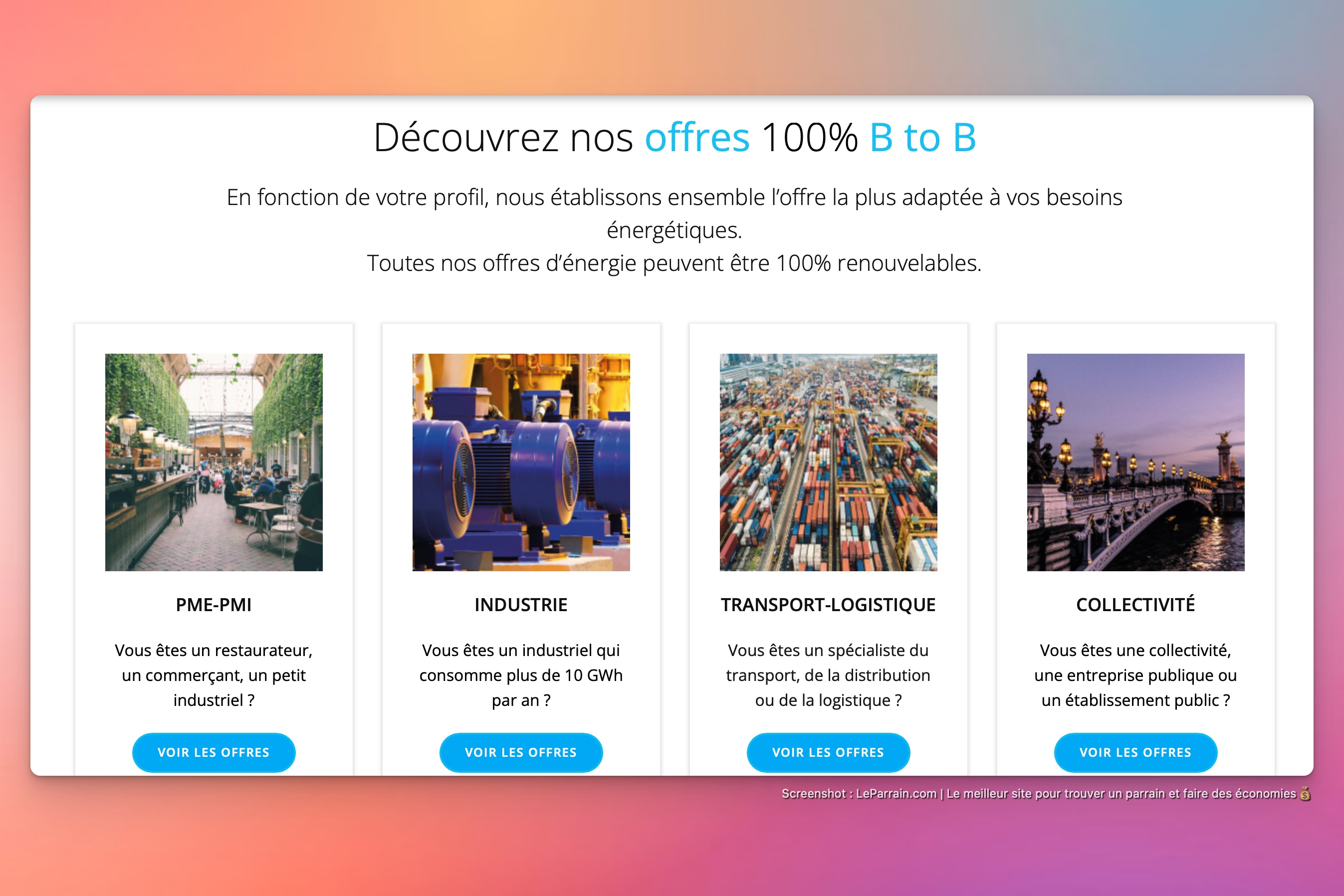 Capture d'écran 2 du programme de parrainage Primeo Energie