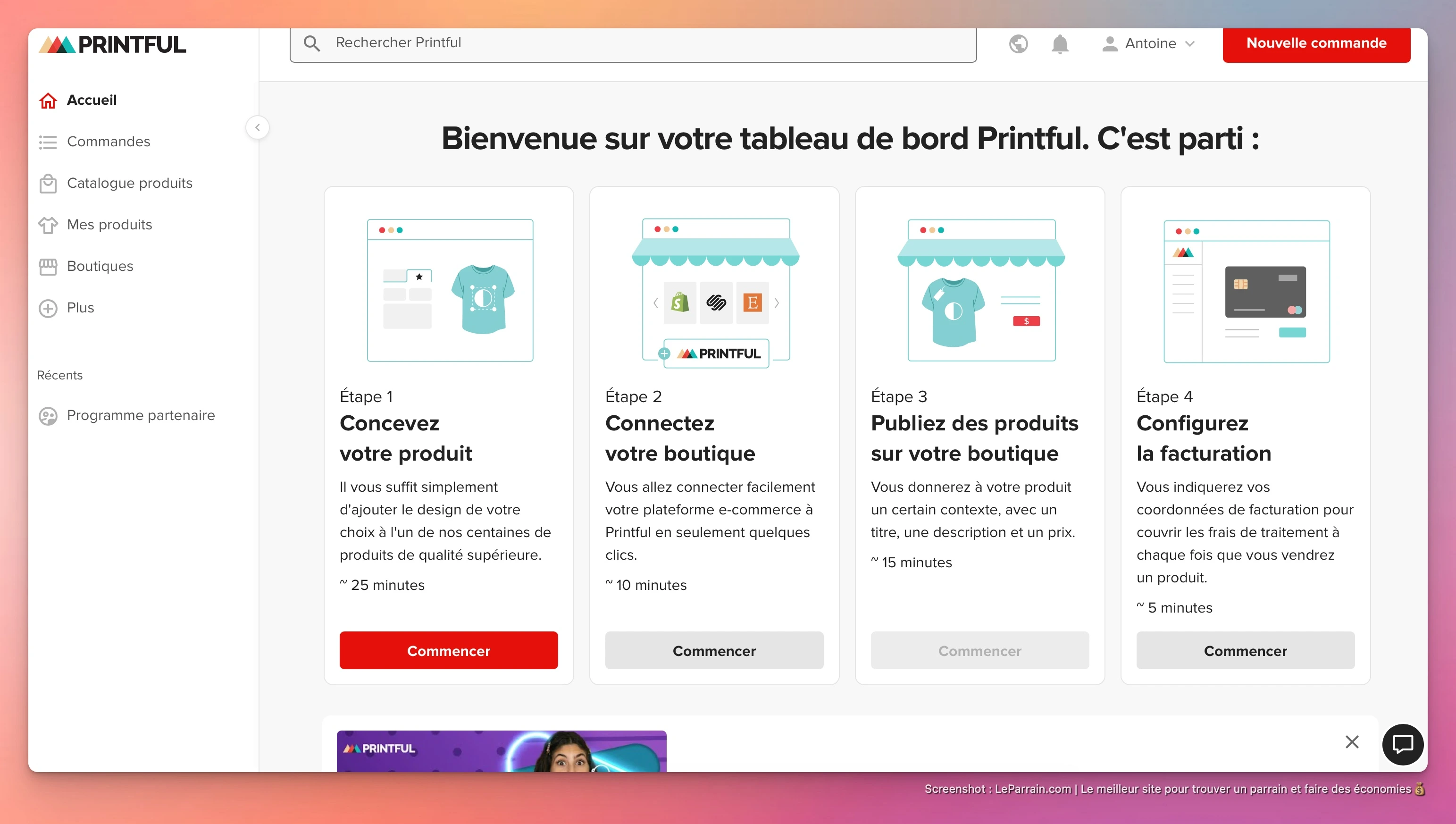 Capture d'écran 4 du programme de parrainage Printful