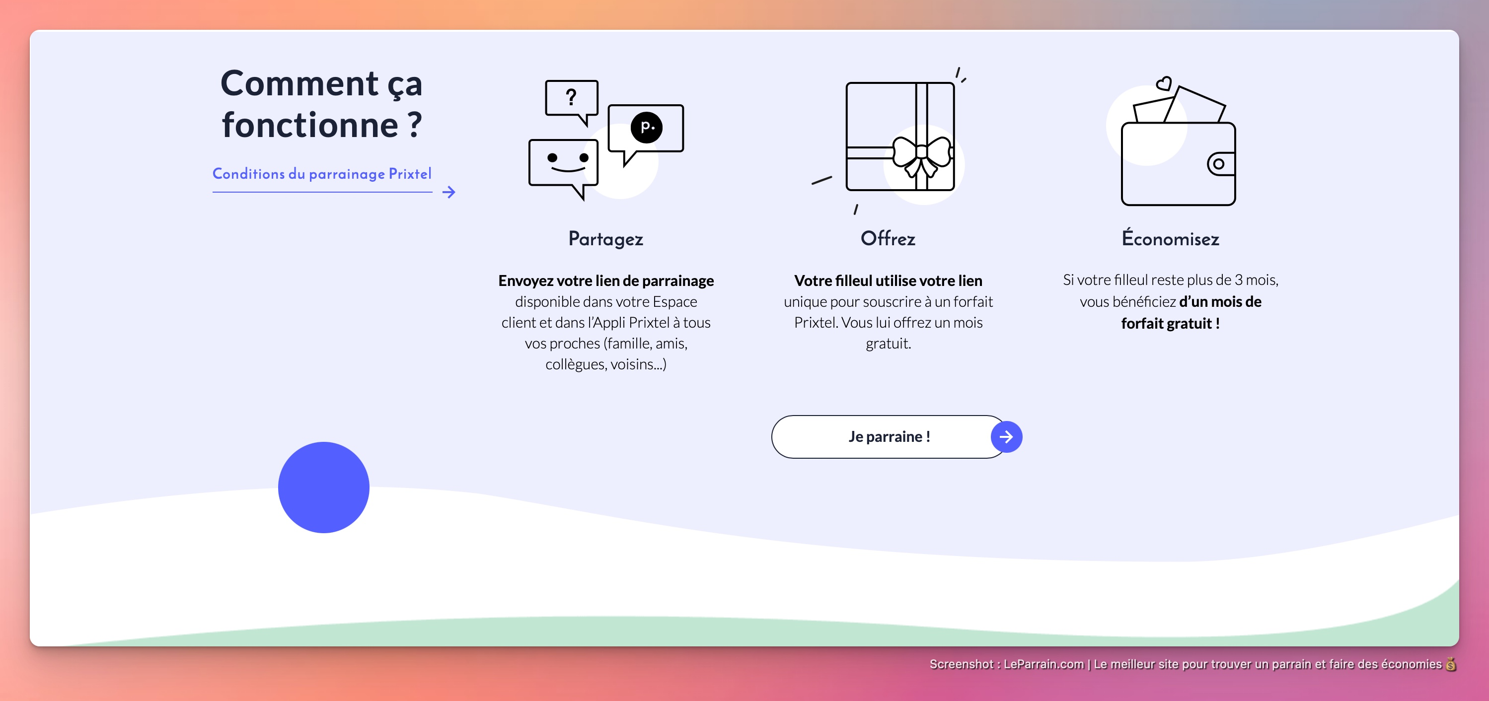Capture d'écran 2 du programme de parrainage Prixtel