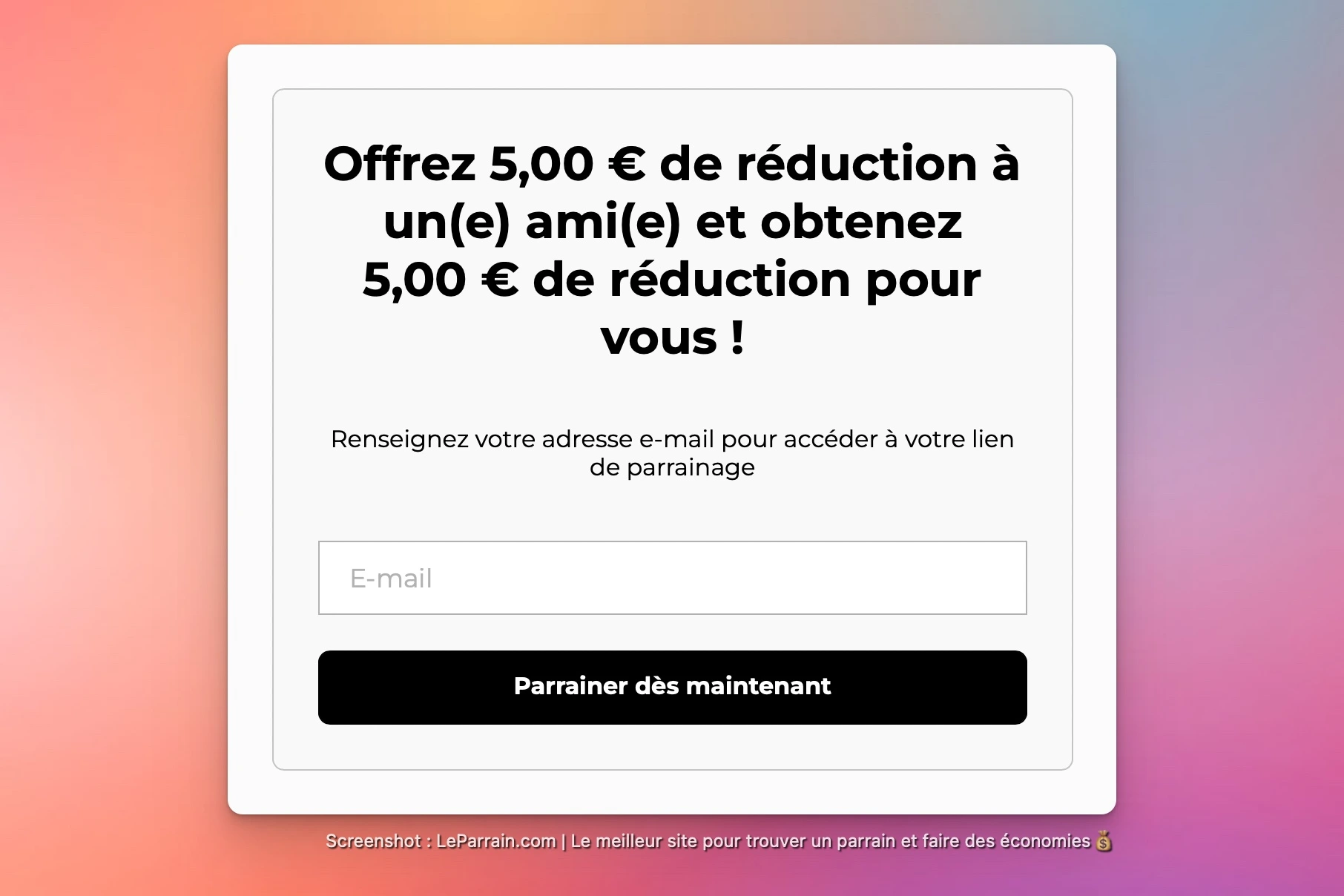 Capture d'écran 2 du programme de parrainage 