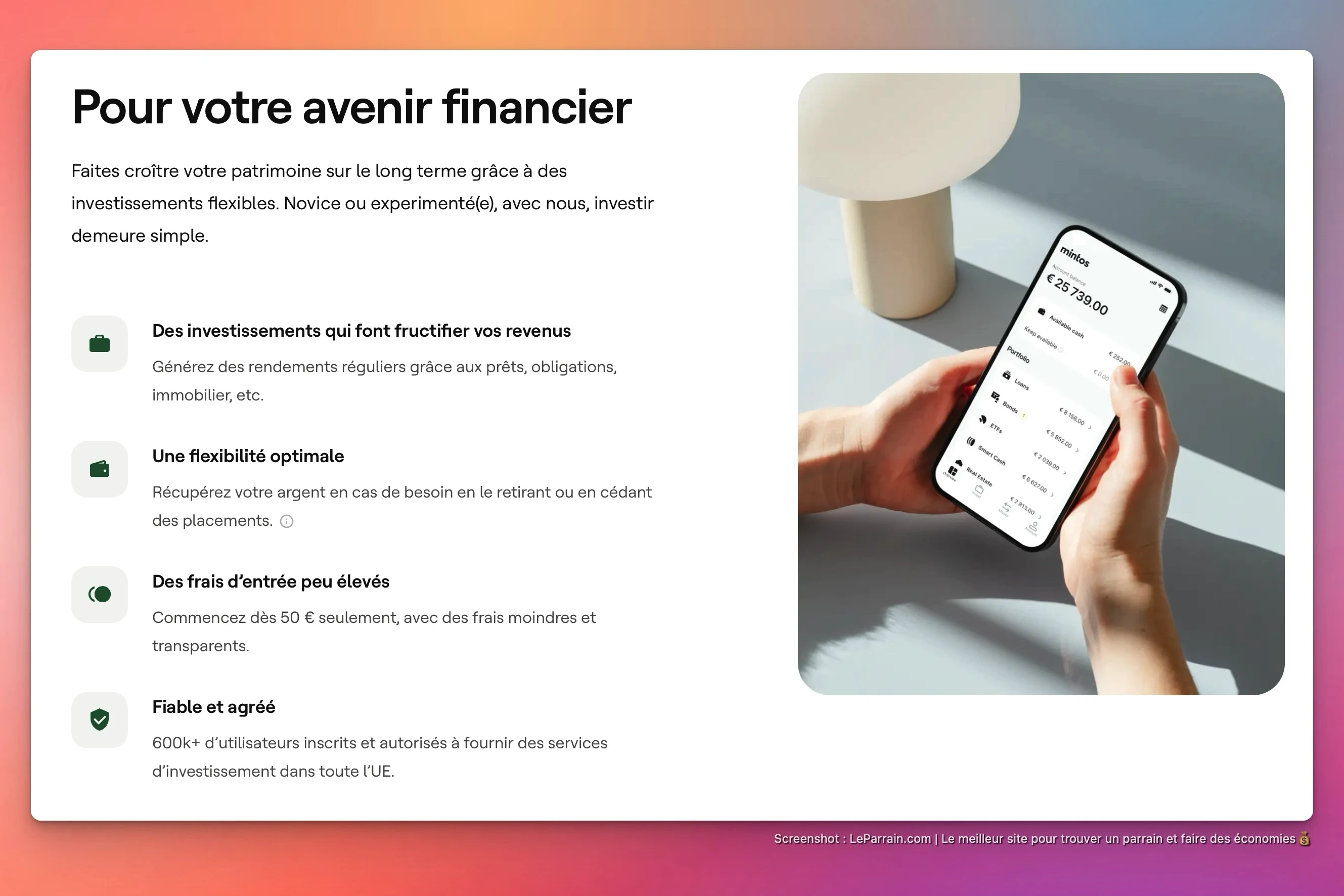 Capture d'écran 7 du programme de parrainage 