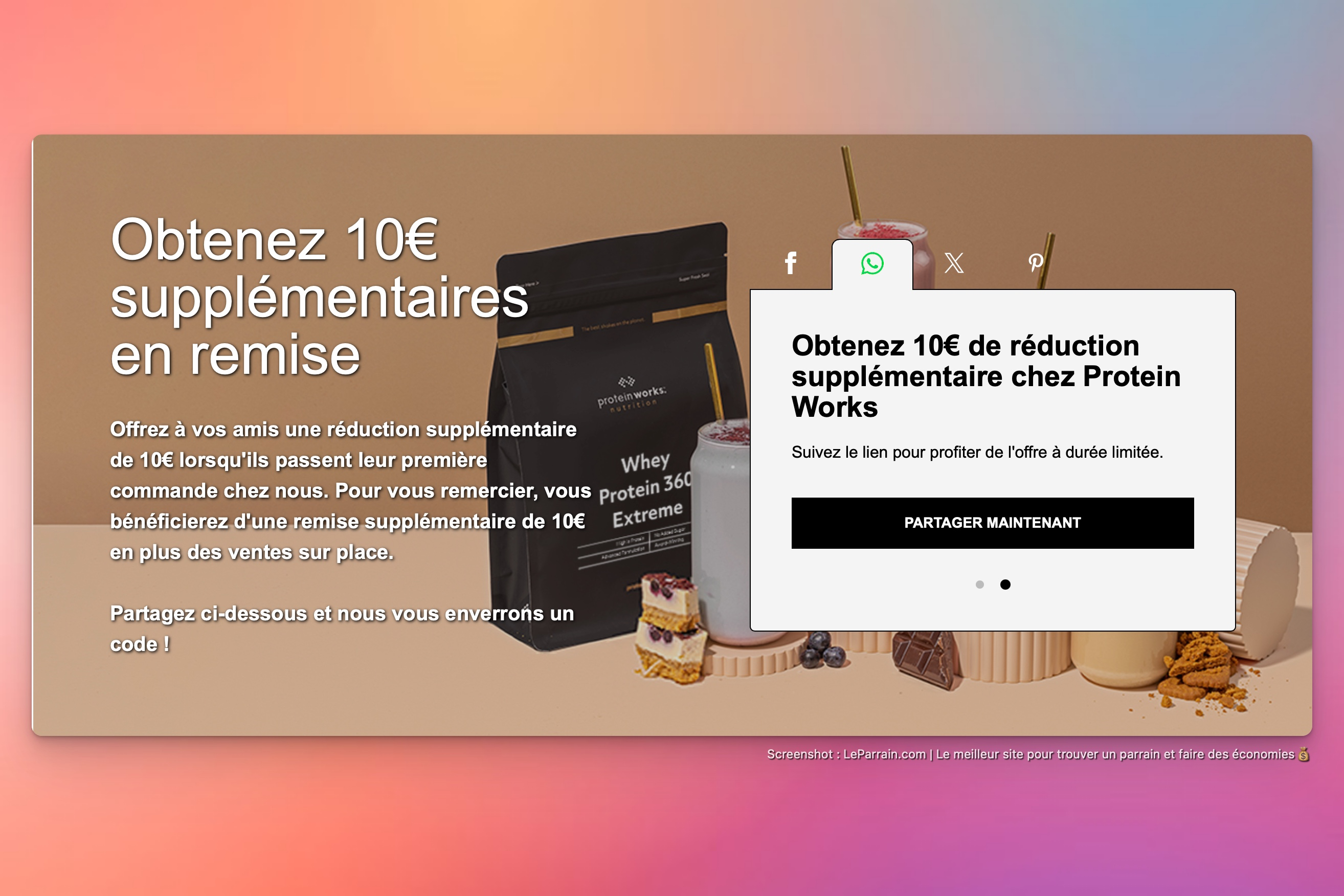 Capture d'écran 1 du programme de parrainage Protein Works