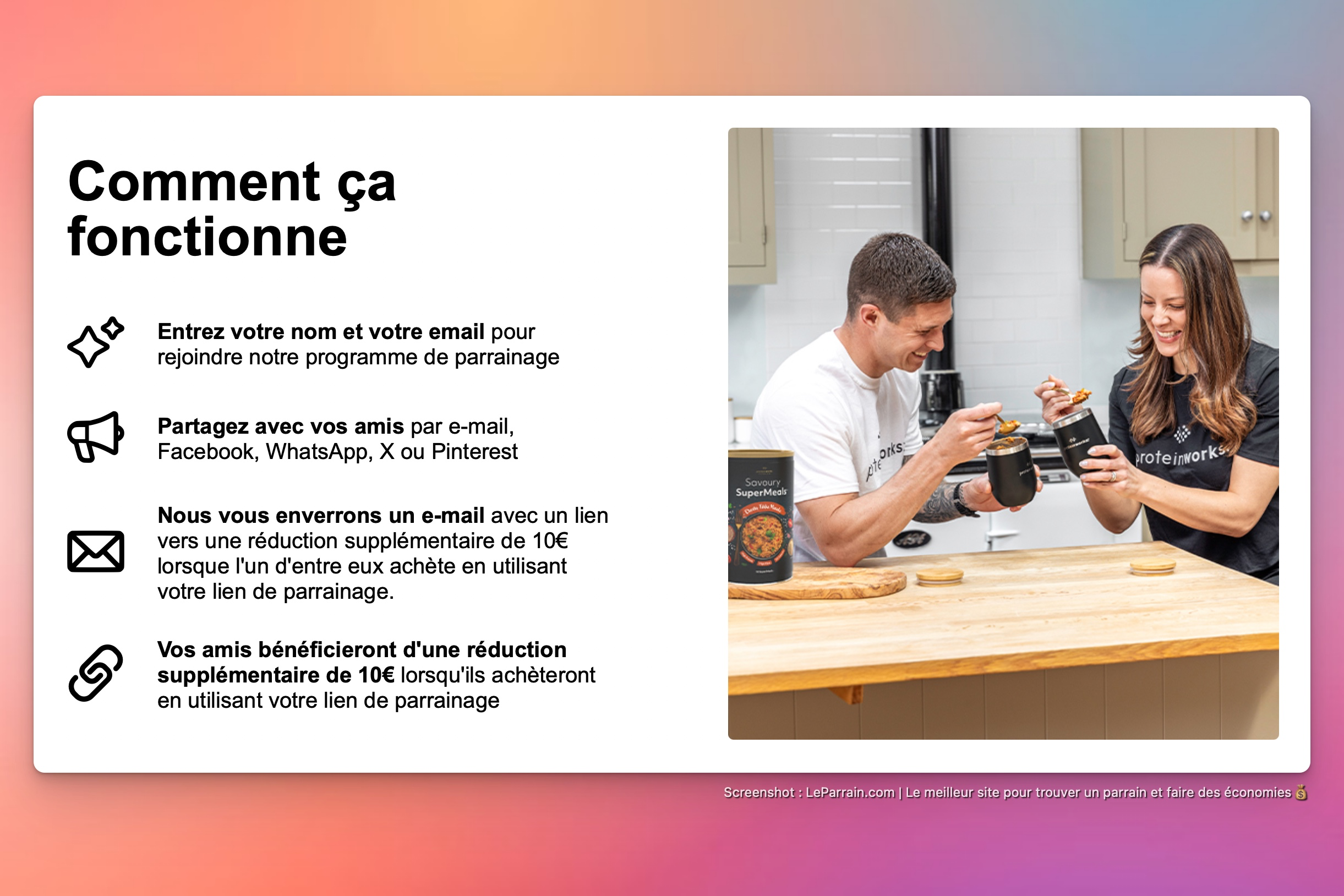 Capture d'écran 2 du programme de parrainage Protein Works