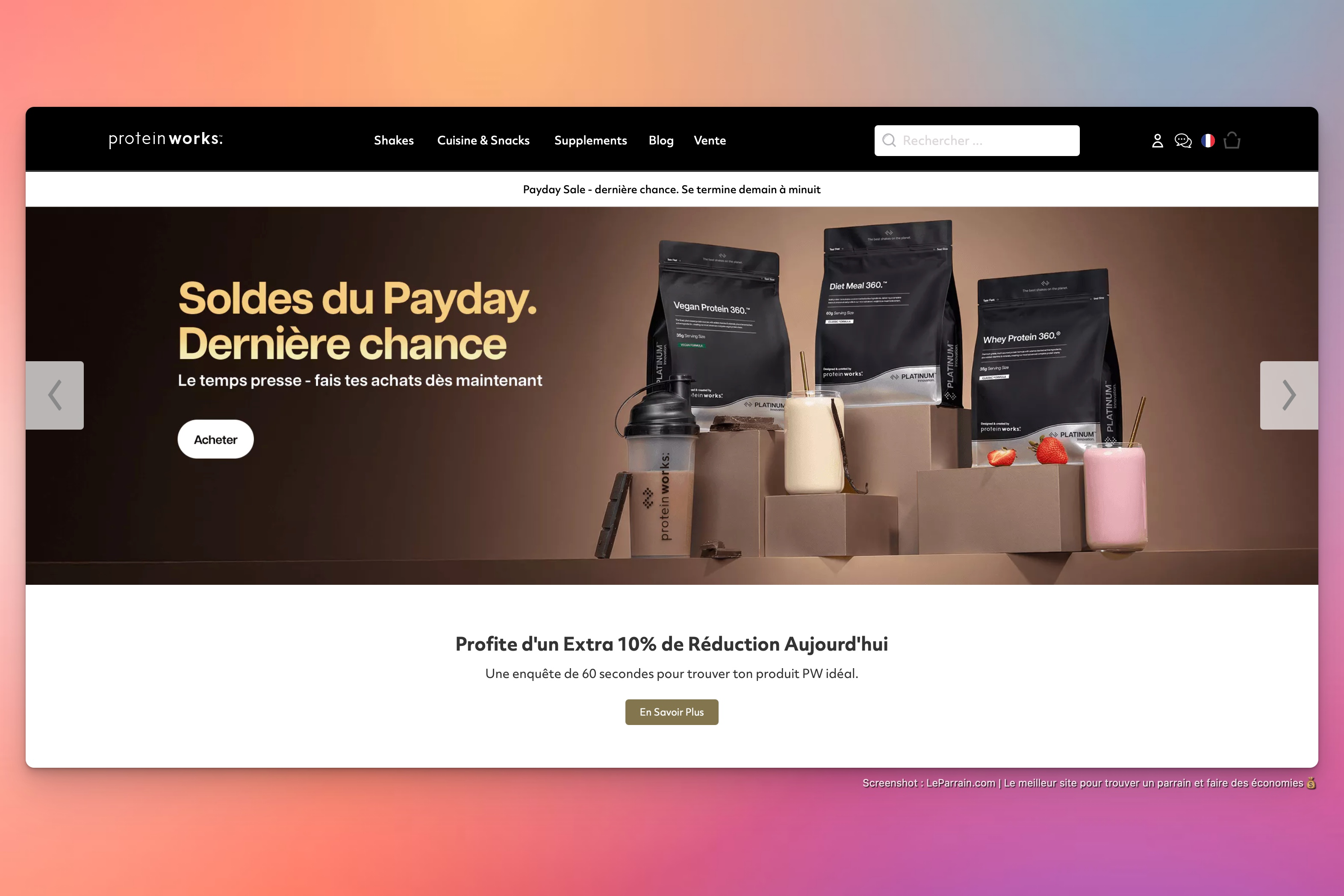 Capture d'écran 3 du programme de parrainage Protein Works