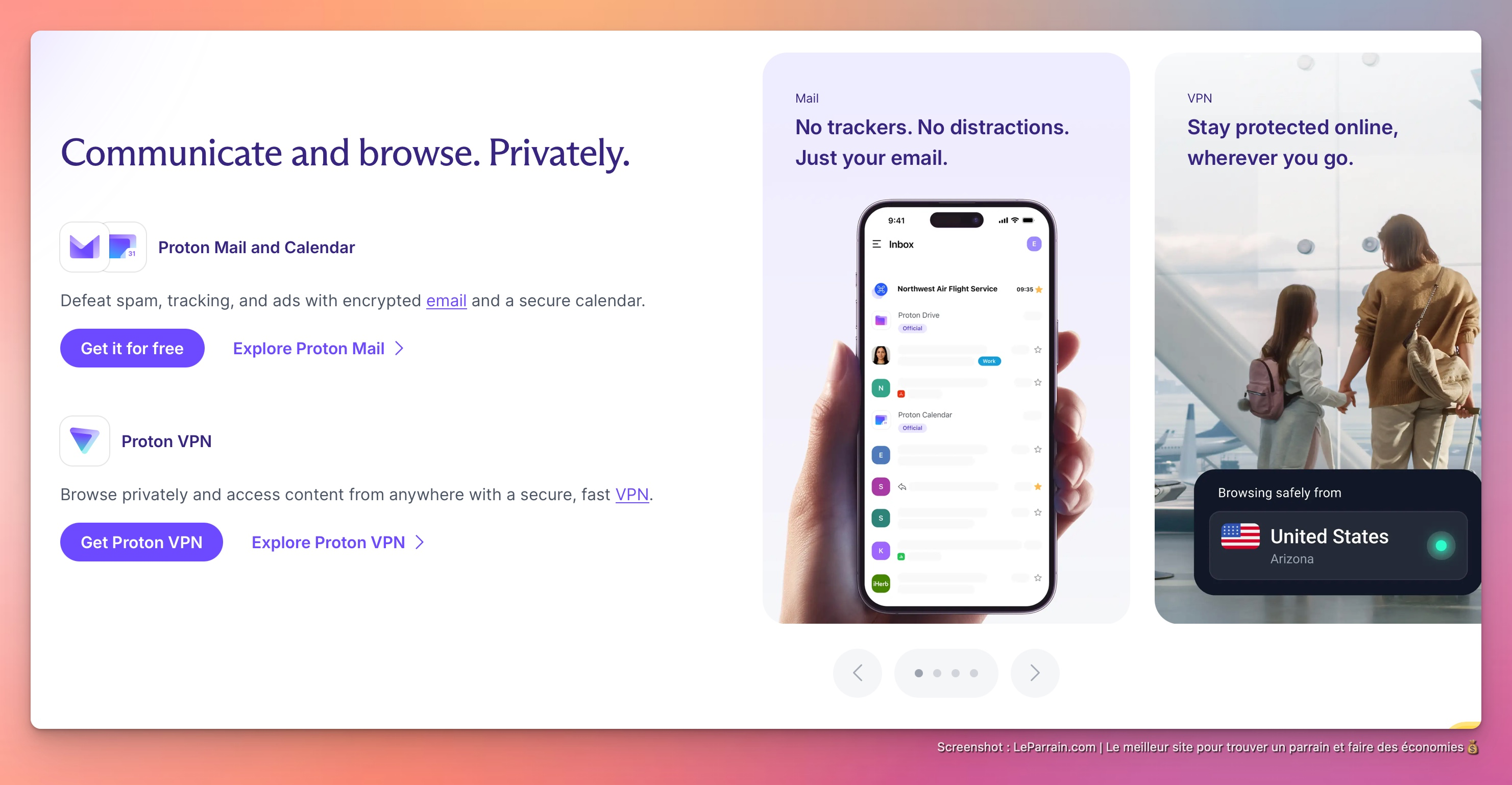 Capture d'écran 2 du programme de parrainage Proton