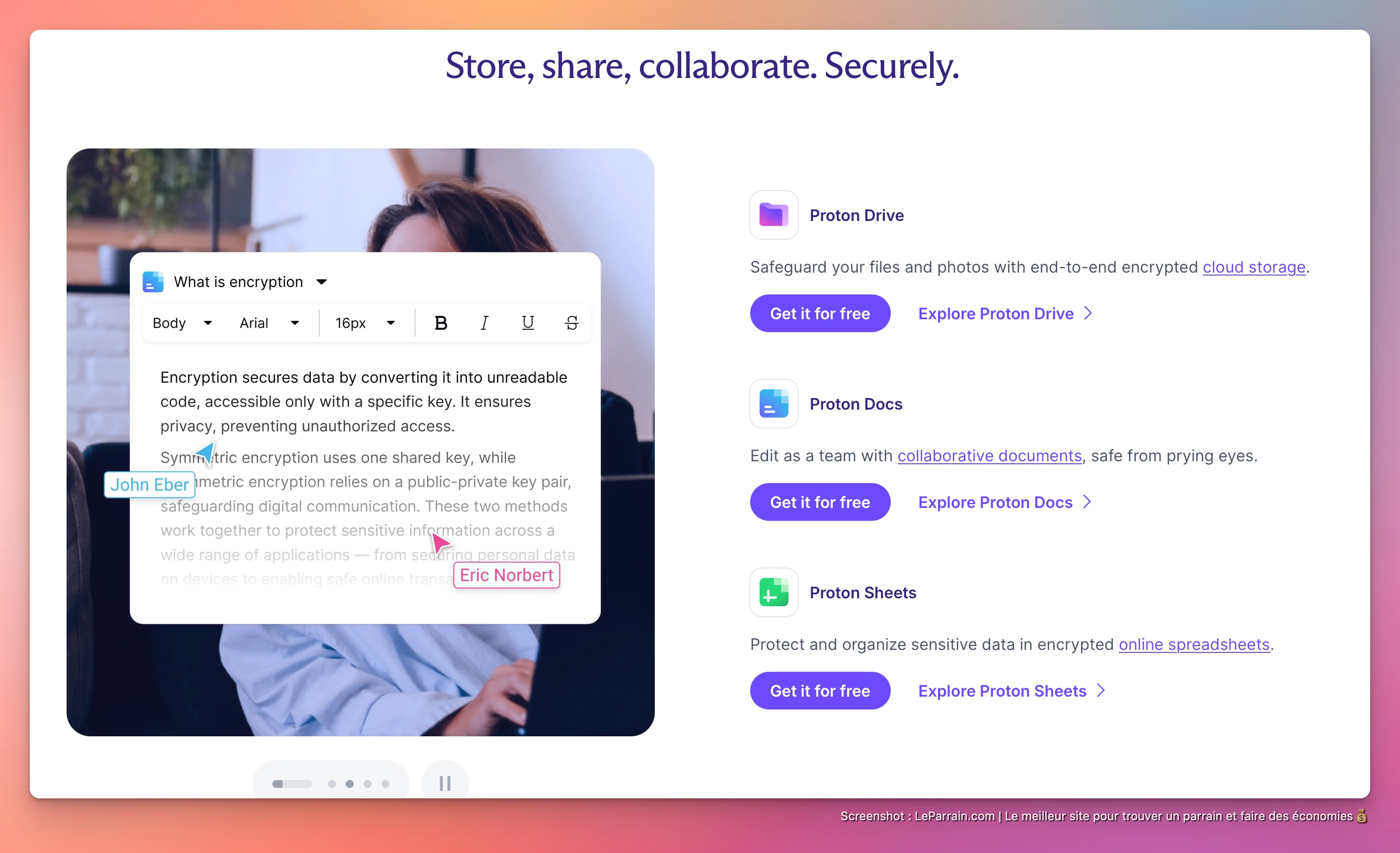 Capture d'écran 3 du programme de parrainage Proton