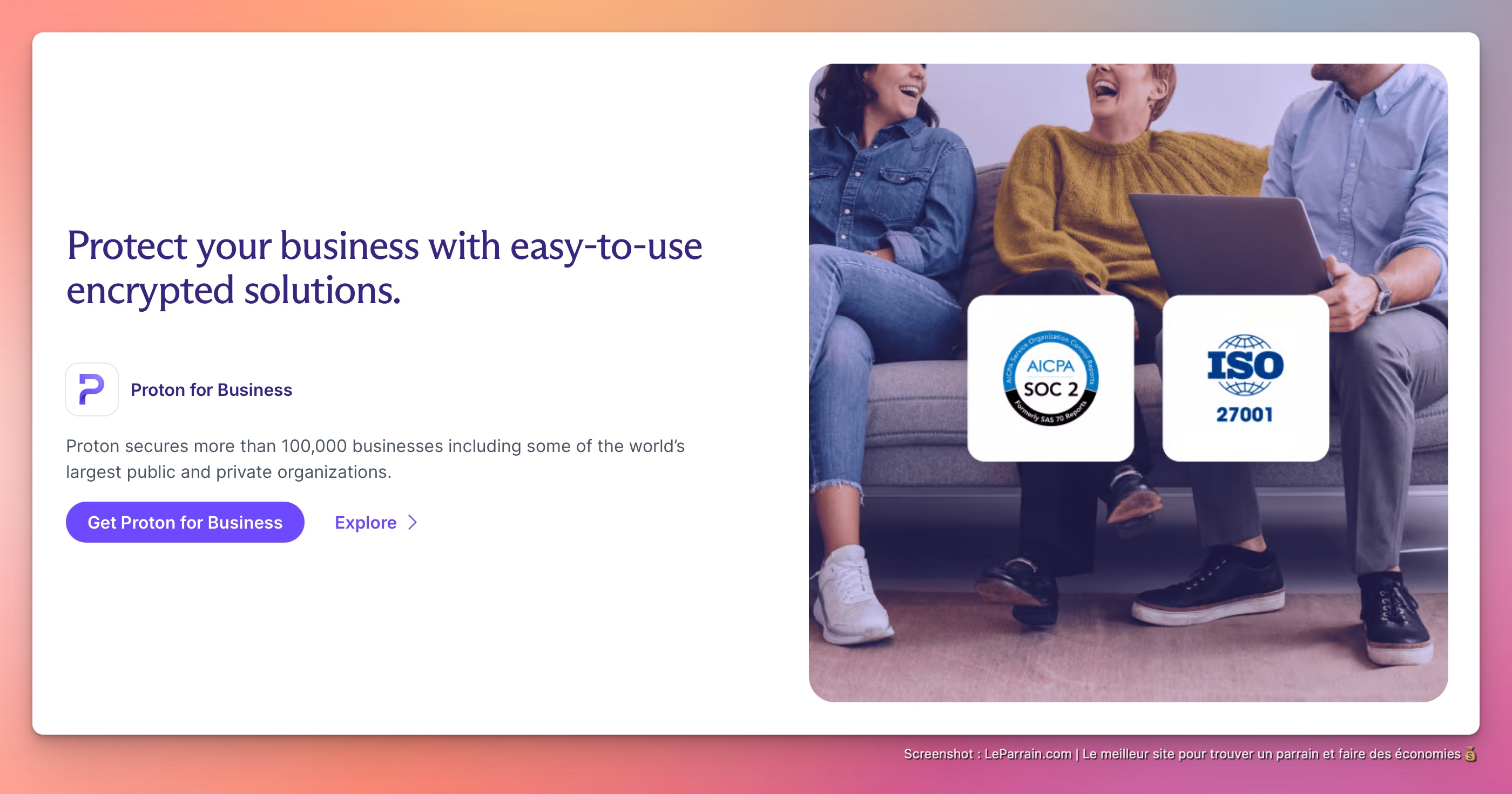 Capture d'écran 5 du programme de parrainage Proton
