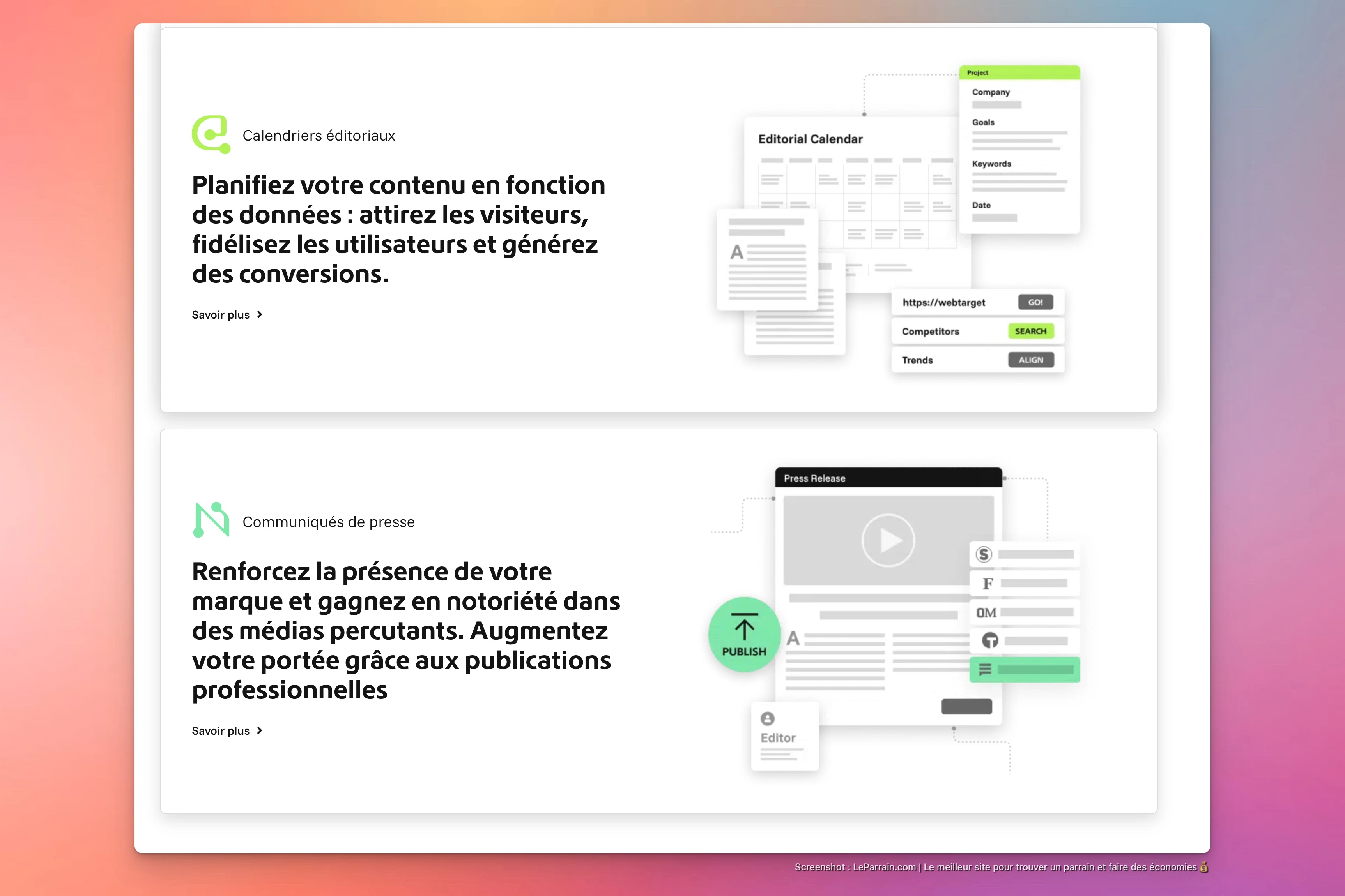 Capture d'écran 3 du programme de parrainage Publisuites - annonceur