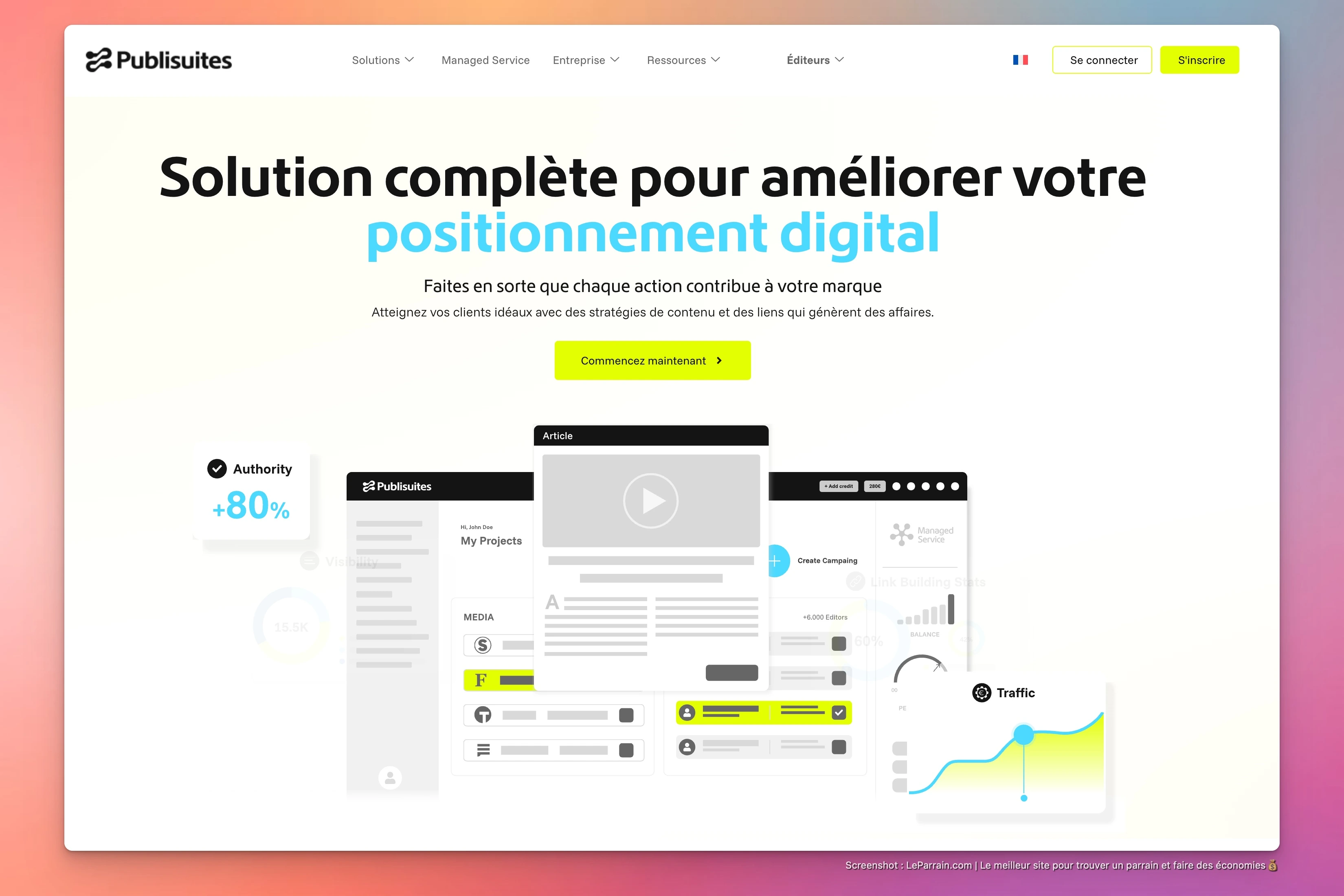 Capture d'écran 5 du programme de parrainage Publisuites - annonceur