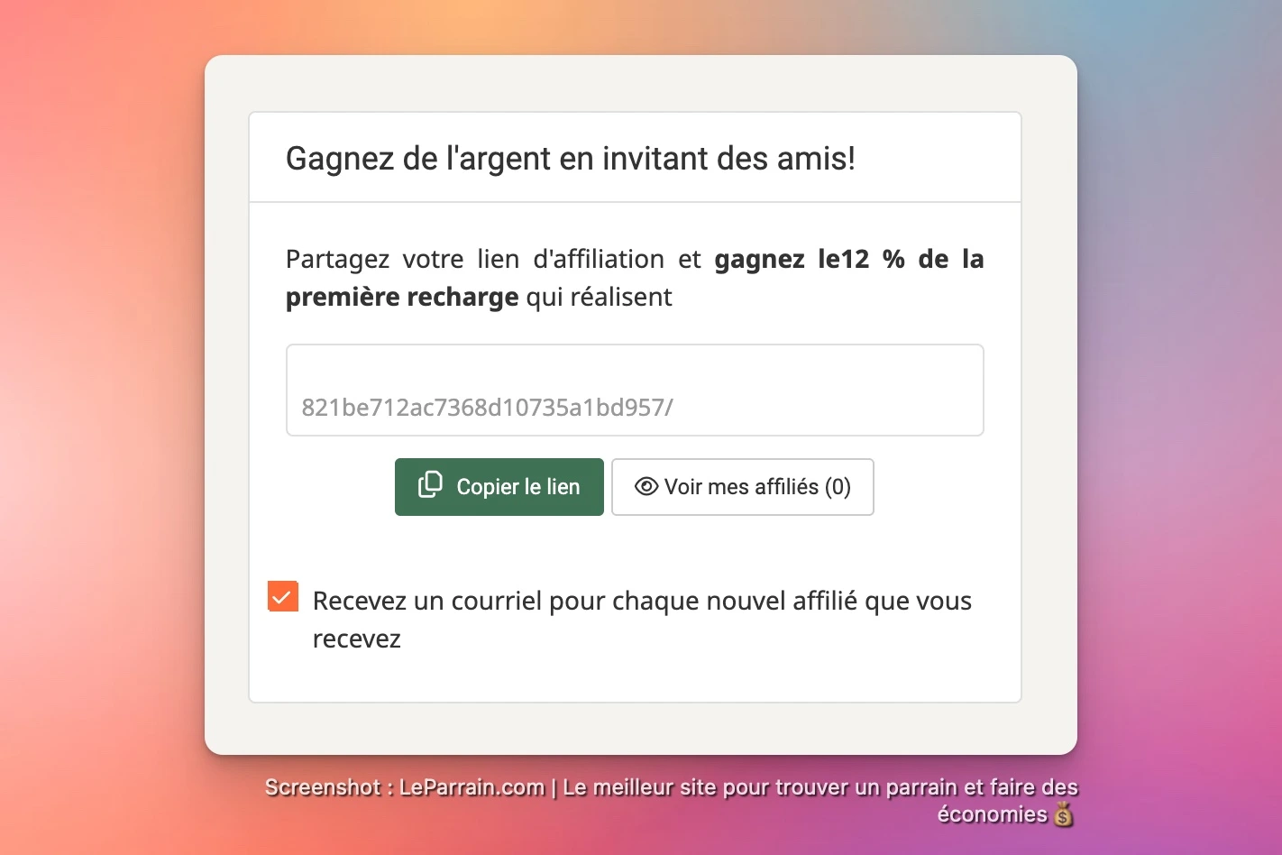 Capture d'écran 6 du programme de parrainage Publisuites - éditeur