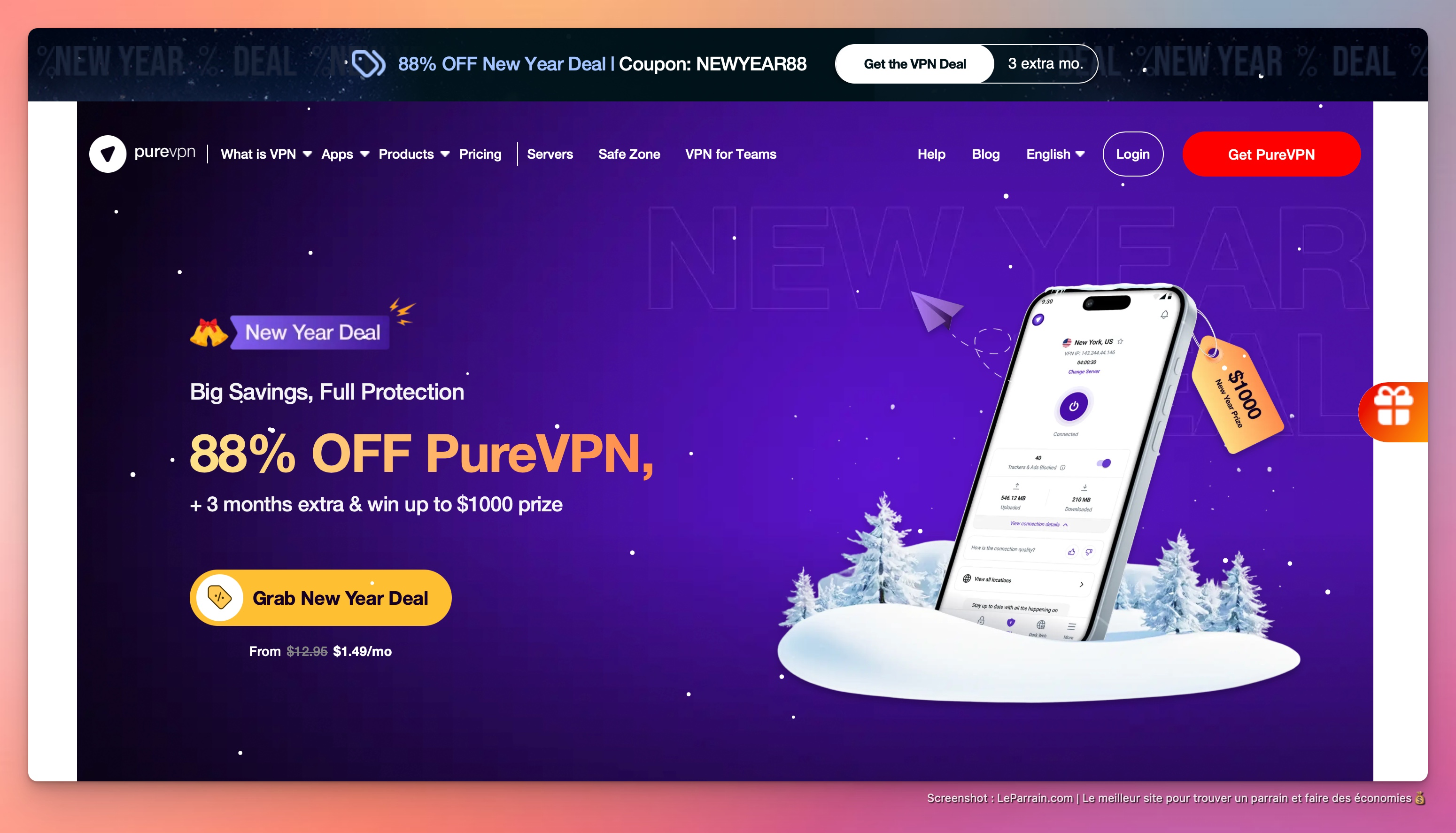 Capture d'écran 2 du programme de parrainage PureVPN