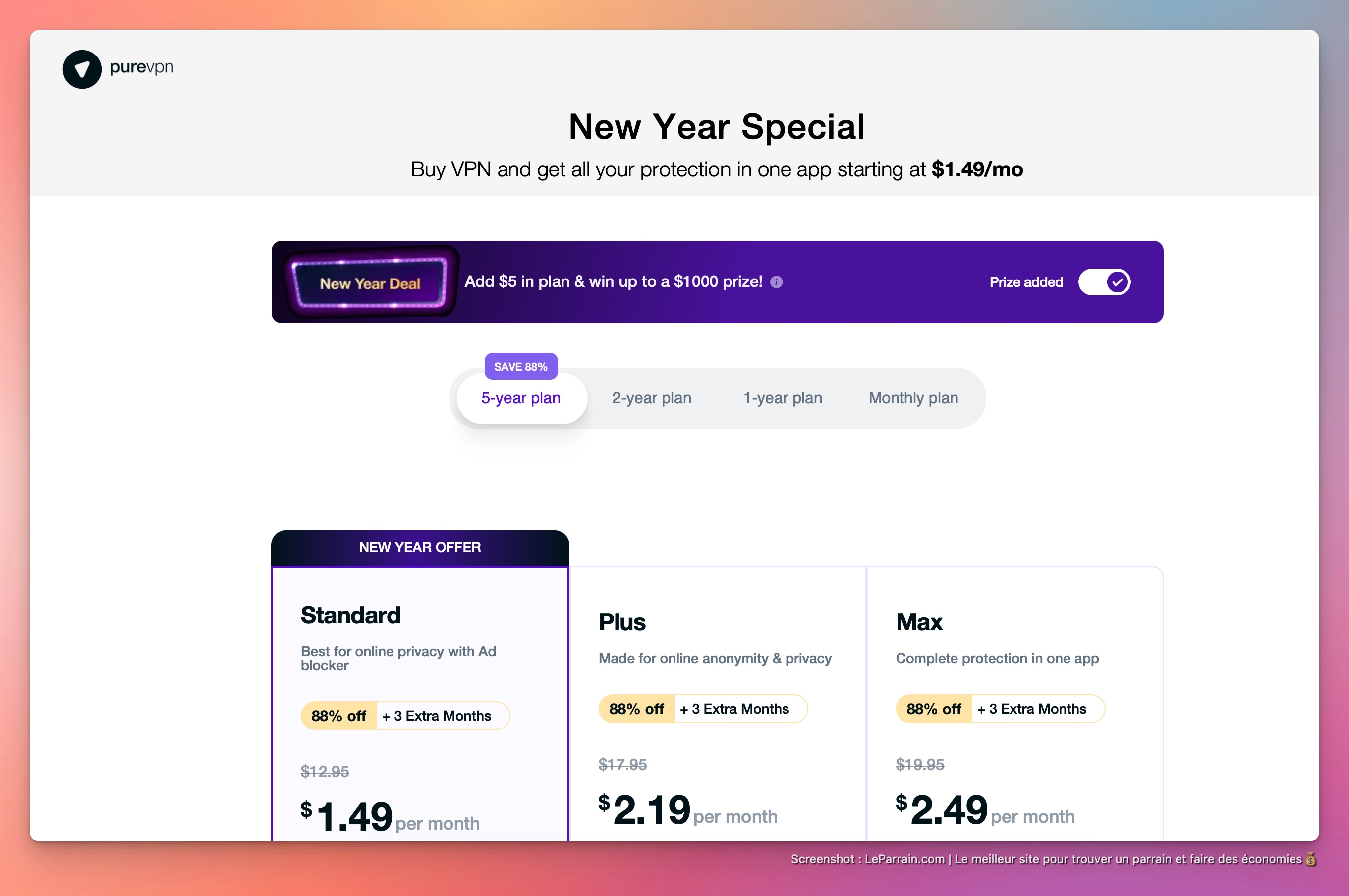 Capture d'écran 3 du programme de parrainage PureVPN