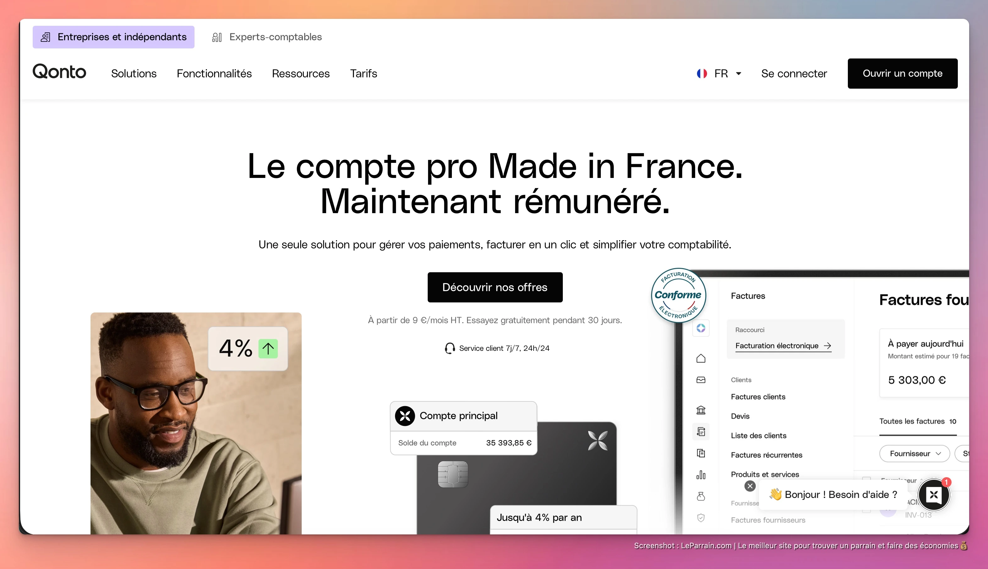 Capture d'écran 1 du programme de parrainage Qonto