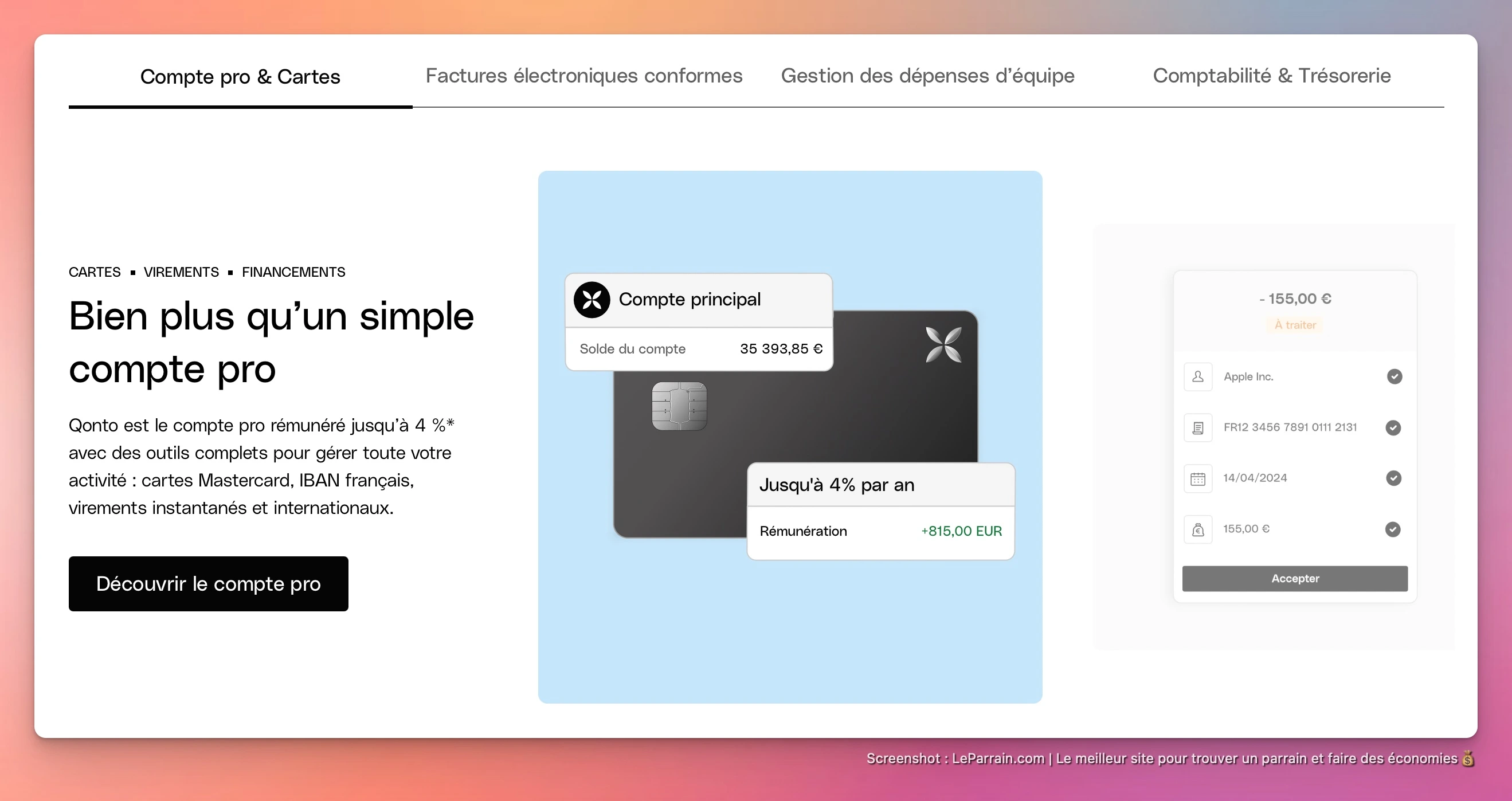 Capture d'écran 2 du programme de parrainage Qonto