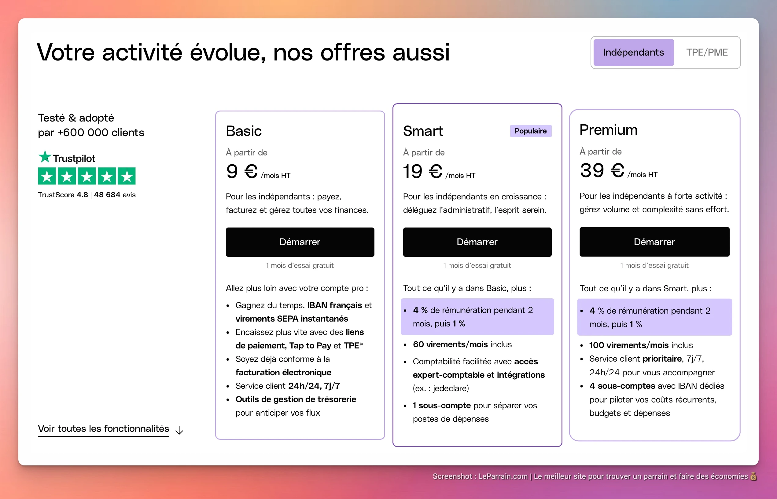 Capture d'écran 3 du programme de parrainage Qonto